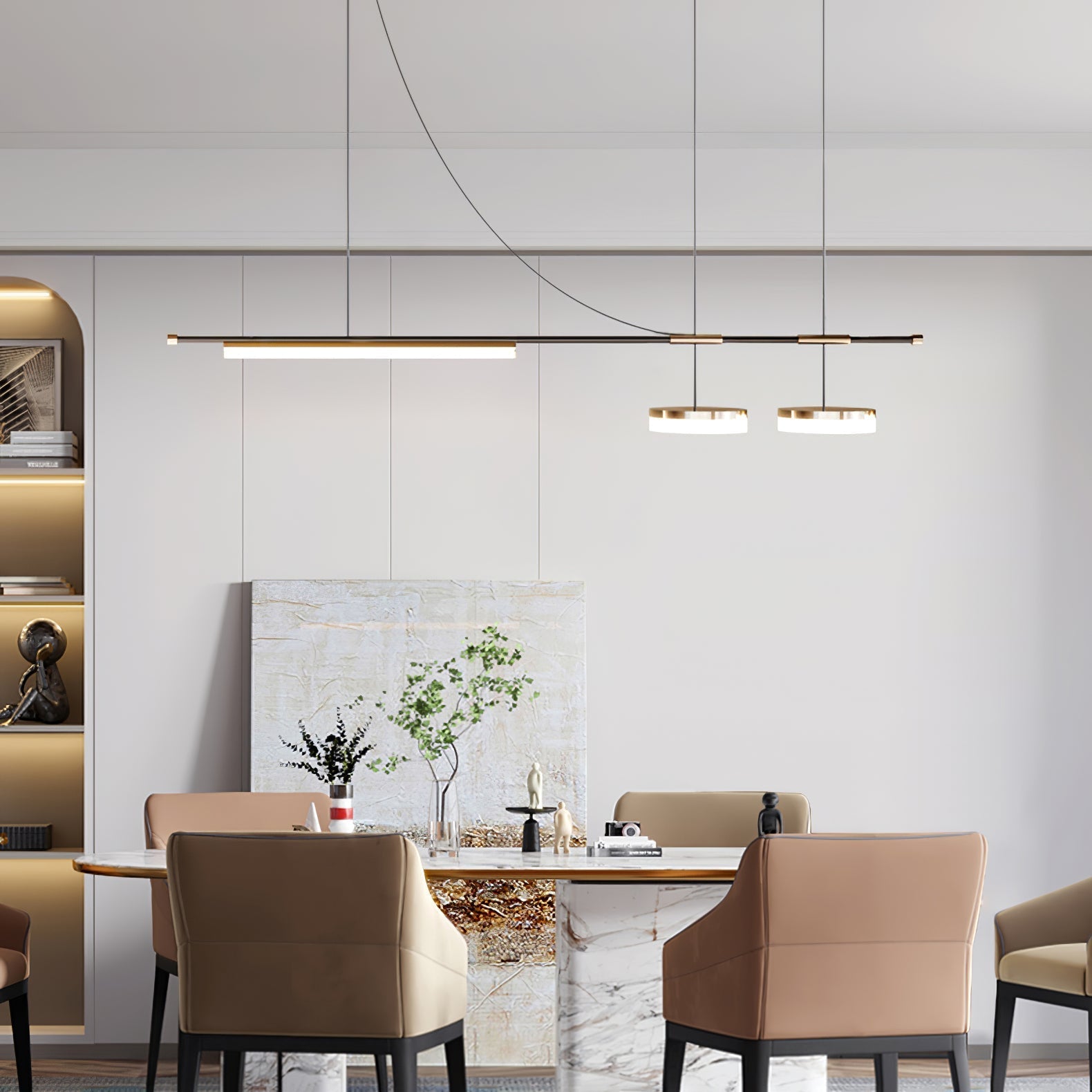 Della Linear Modern Pendant Light-Neutral Decor