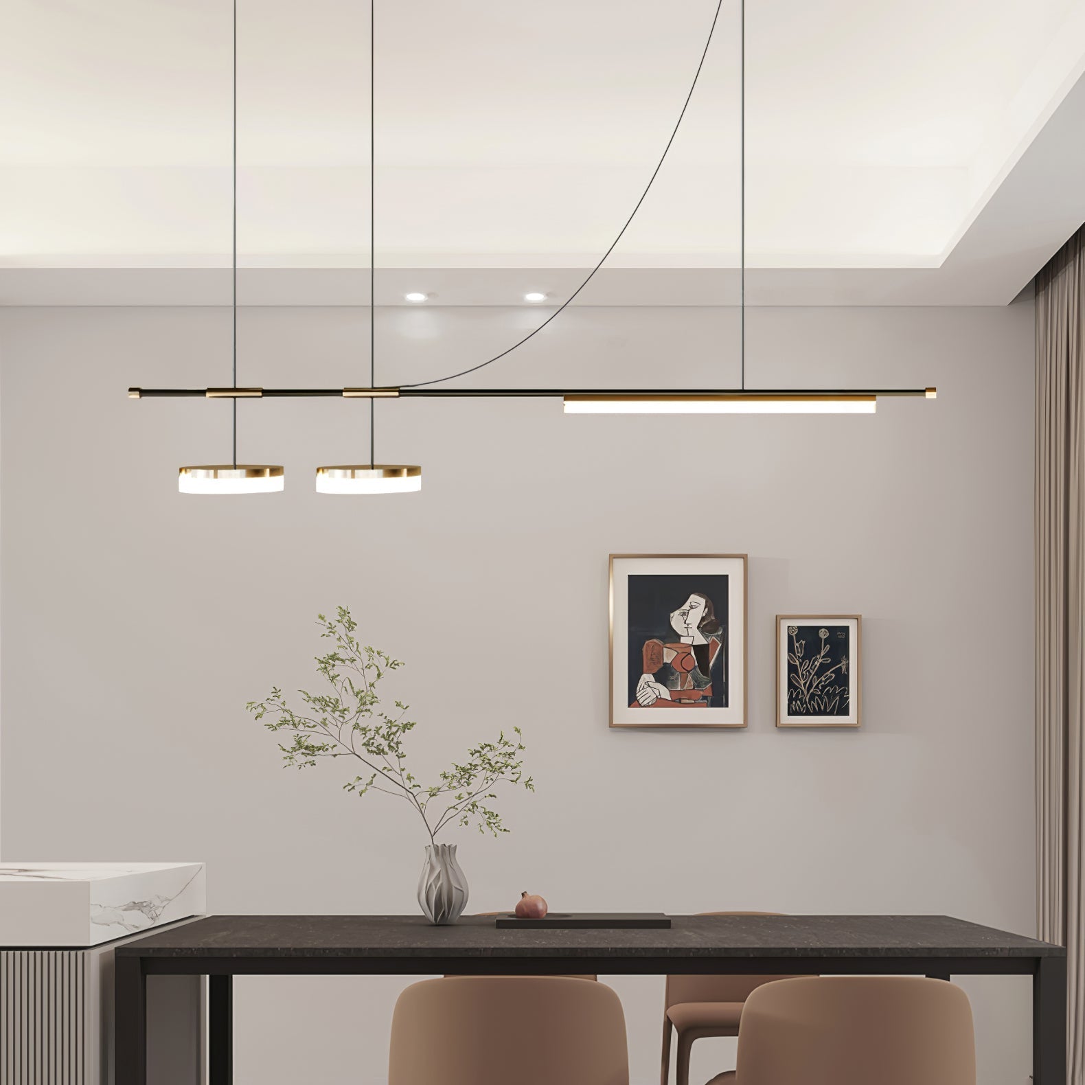 Della Linear Modern Pendant Light-Neutral Decor