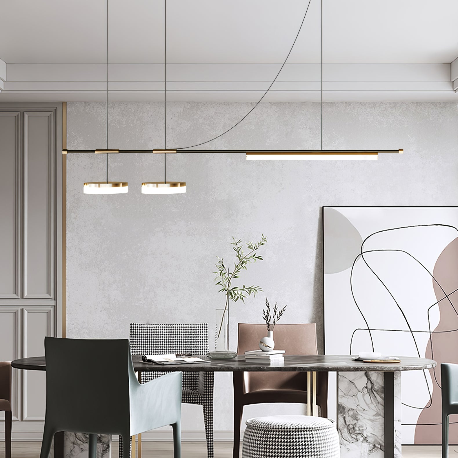 Della Linear Modern Pendant Light-Neutral Decor