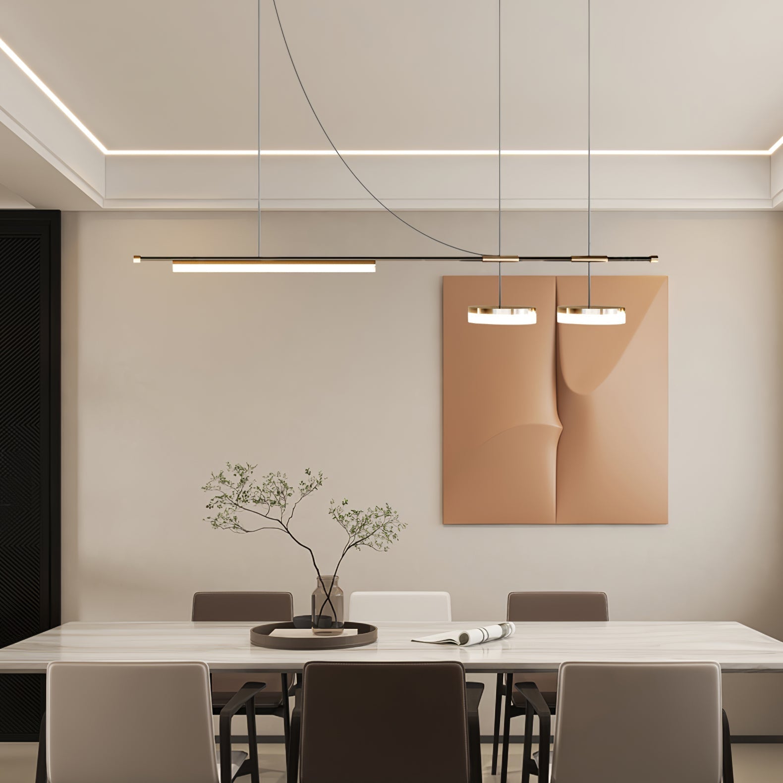 Della Linear Modern Pendant Light-Neutral Decor