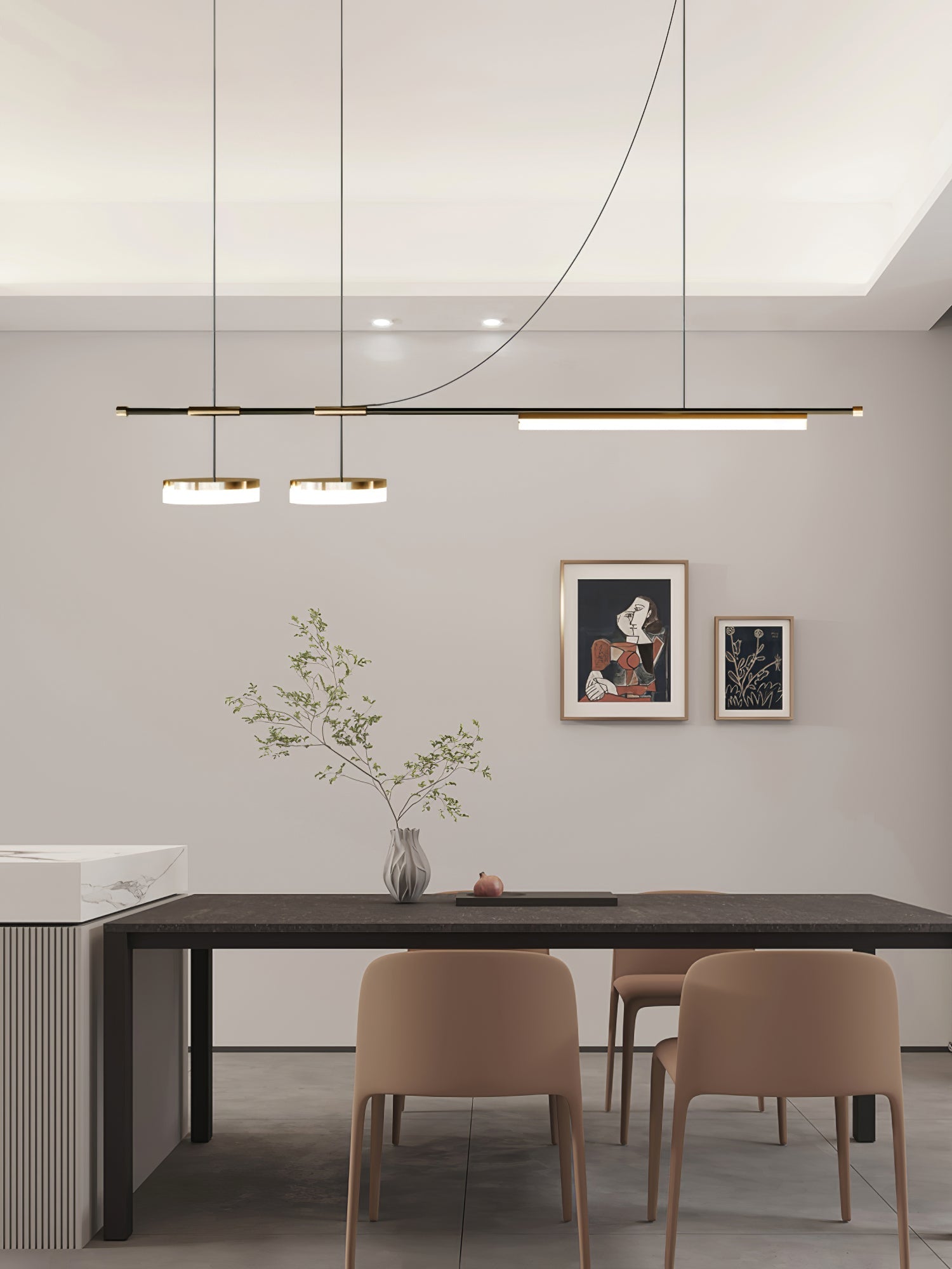 Della Linear Modern Pendant Light-Neutral Decor