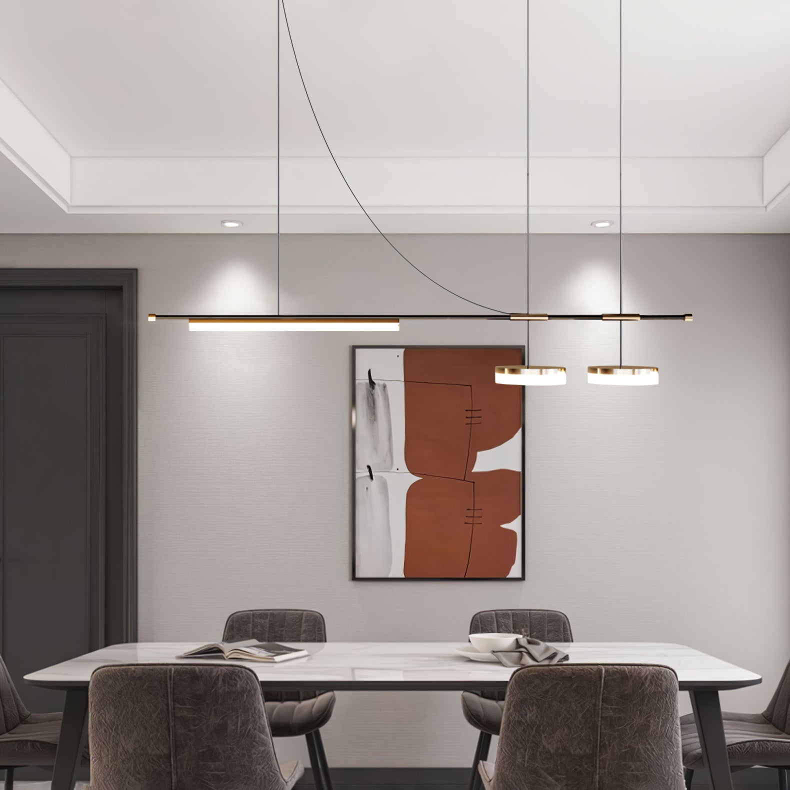 Della Linear Modern Pendant Light-Neutral Decor