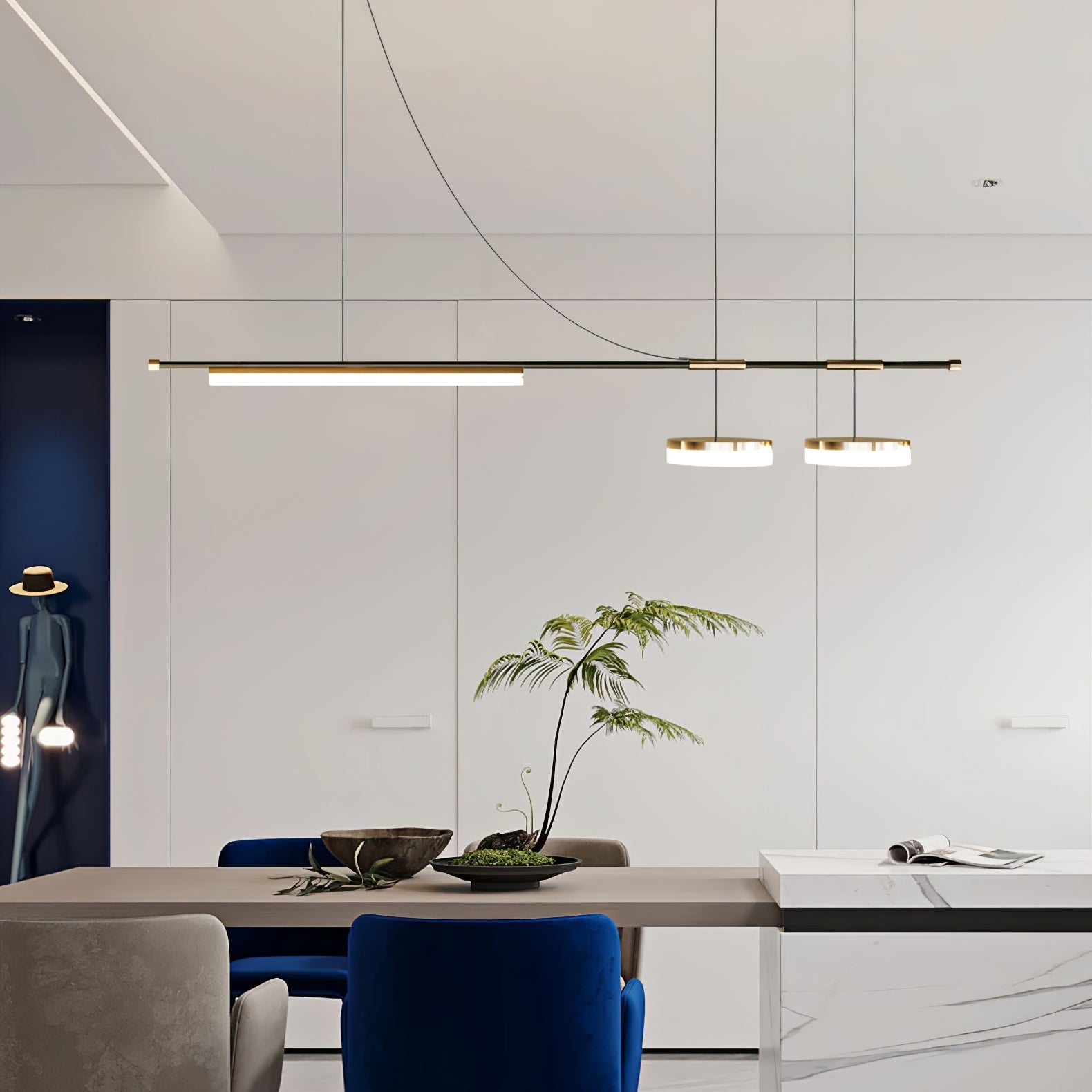 Della Linear Modern Pendant Light-Neutral Decor