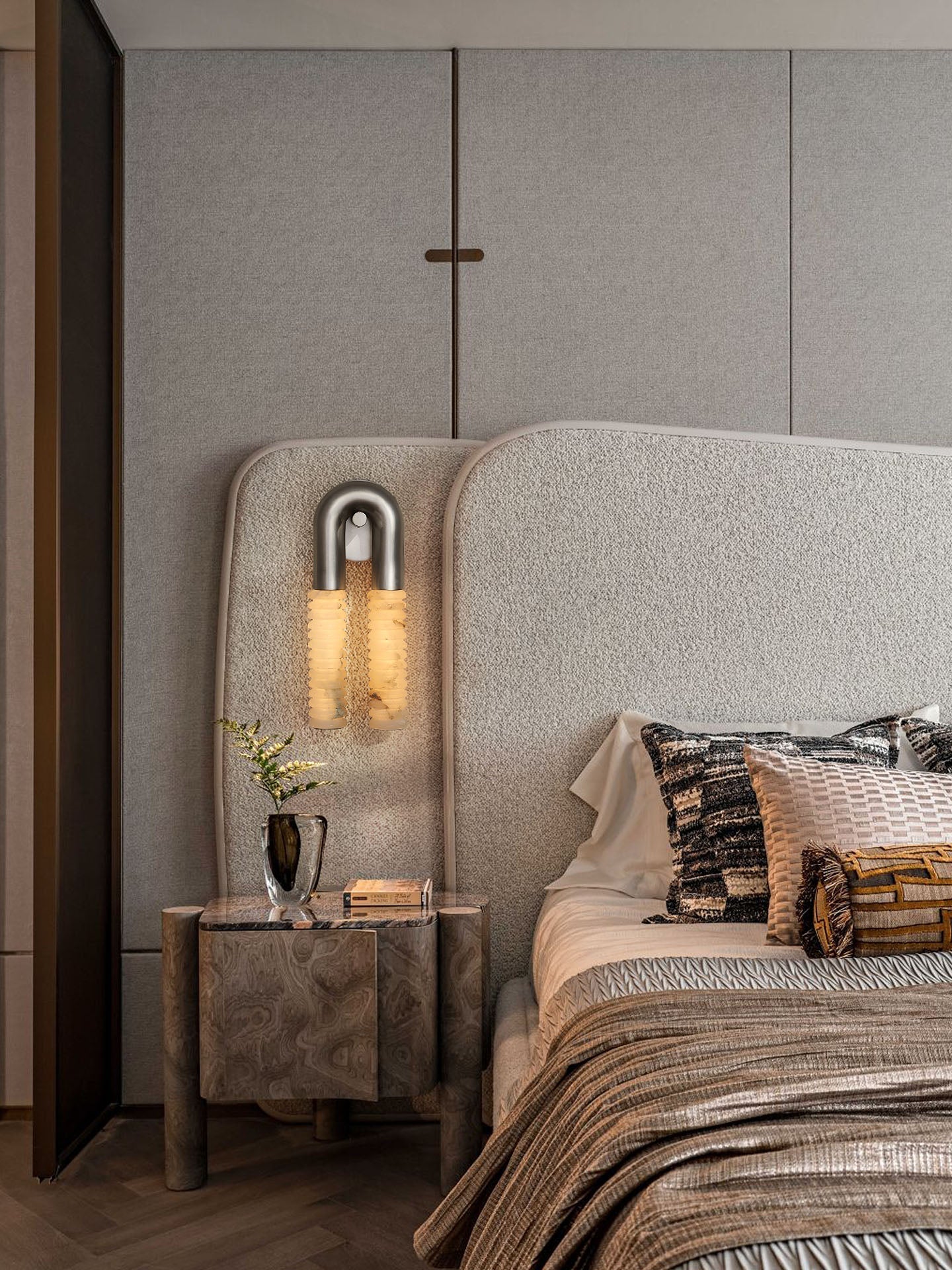 Talbe Alabaster Arc Ridge Modern Wall Lamp-Neutral Decor