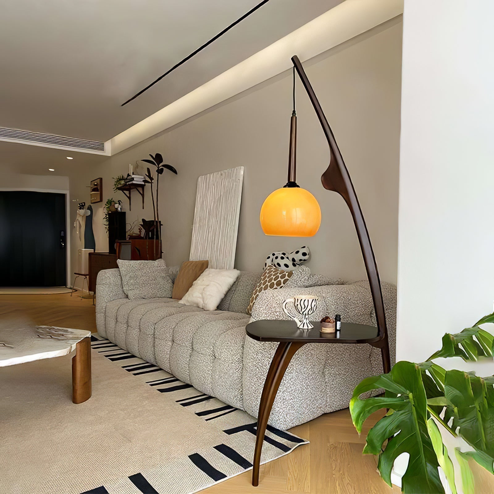 Arcada Arc Sphere Floor Lamp-Neutral Decor