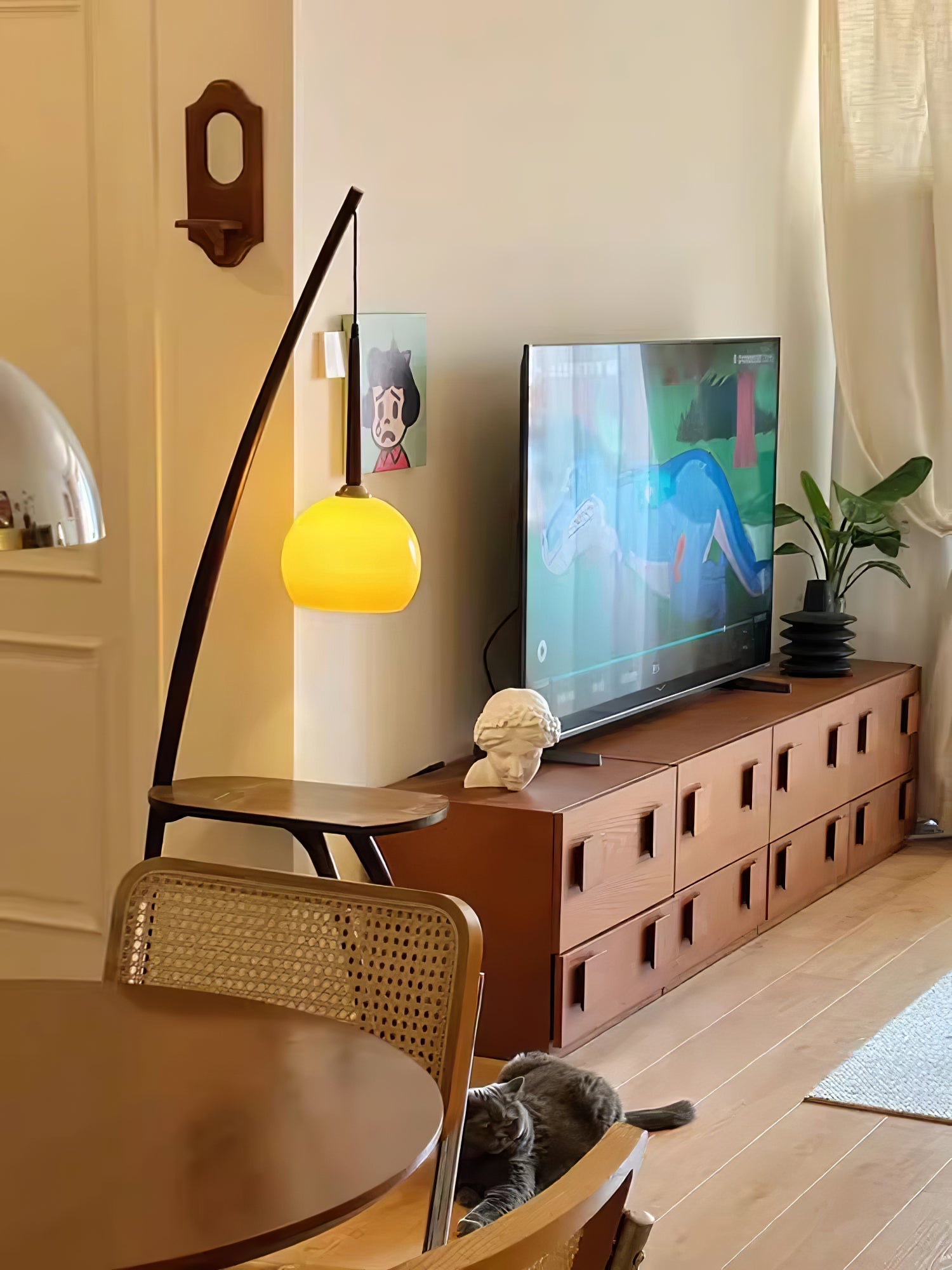 Arcada Arc Sphere Floor Lamp-Neutral Decor