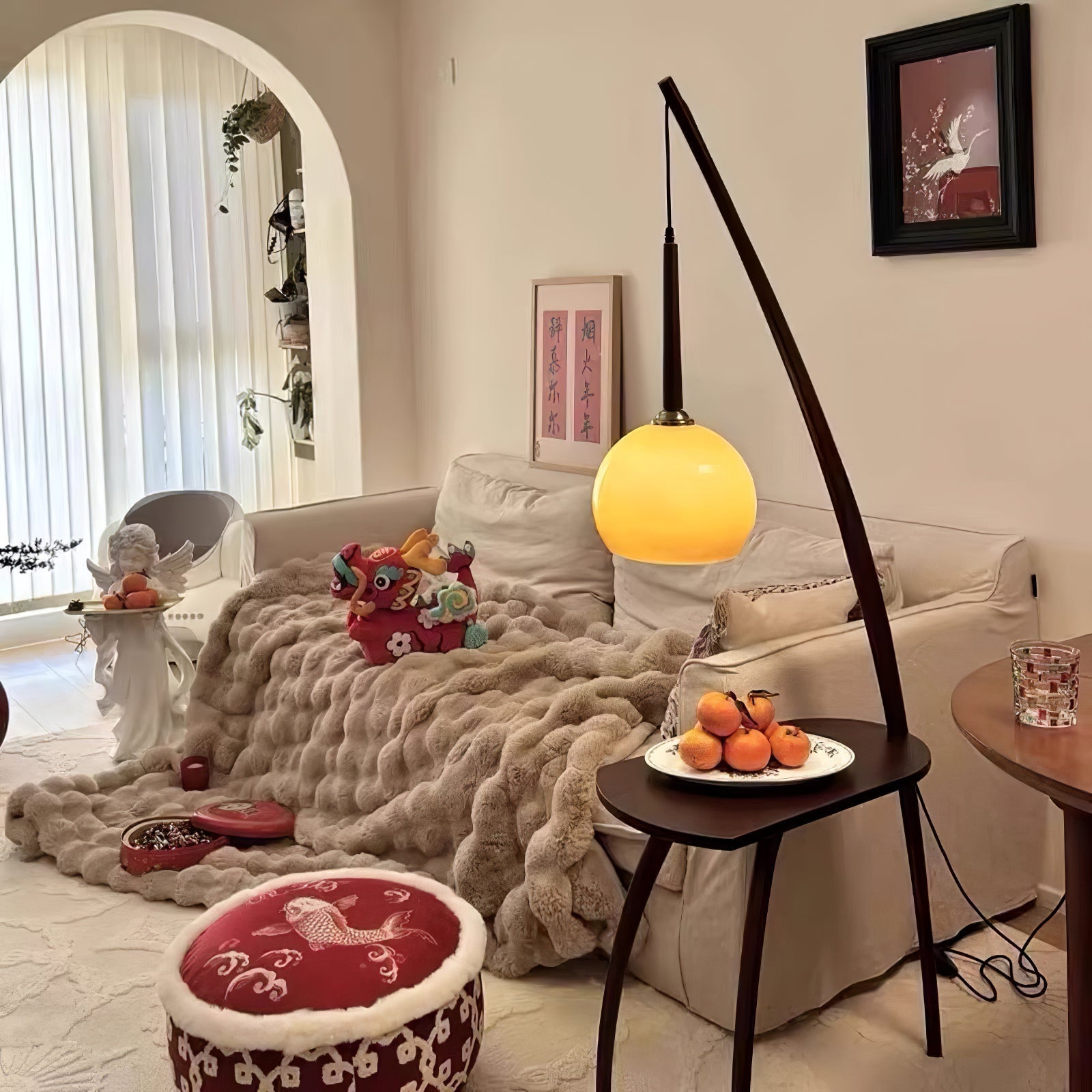 Arcada Arc Sphere Floor Lamp-Neutral Decor