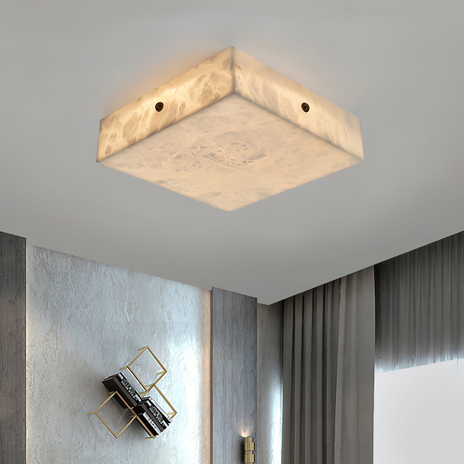 Rauduvys Modern Minimalist Alabaster  Ceiling Light