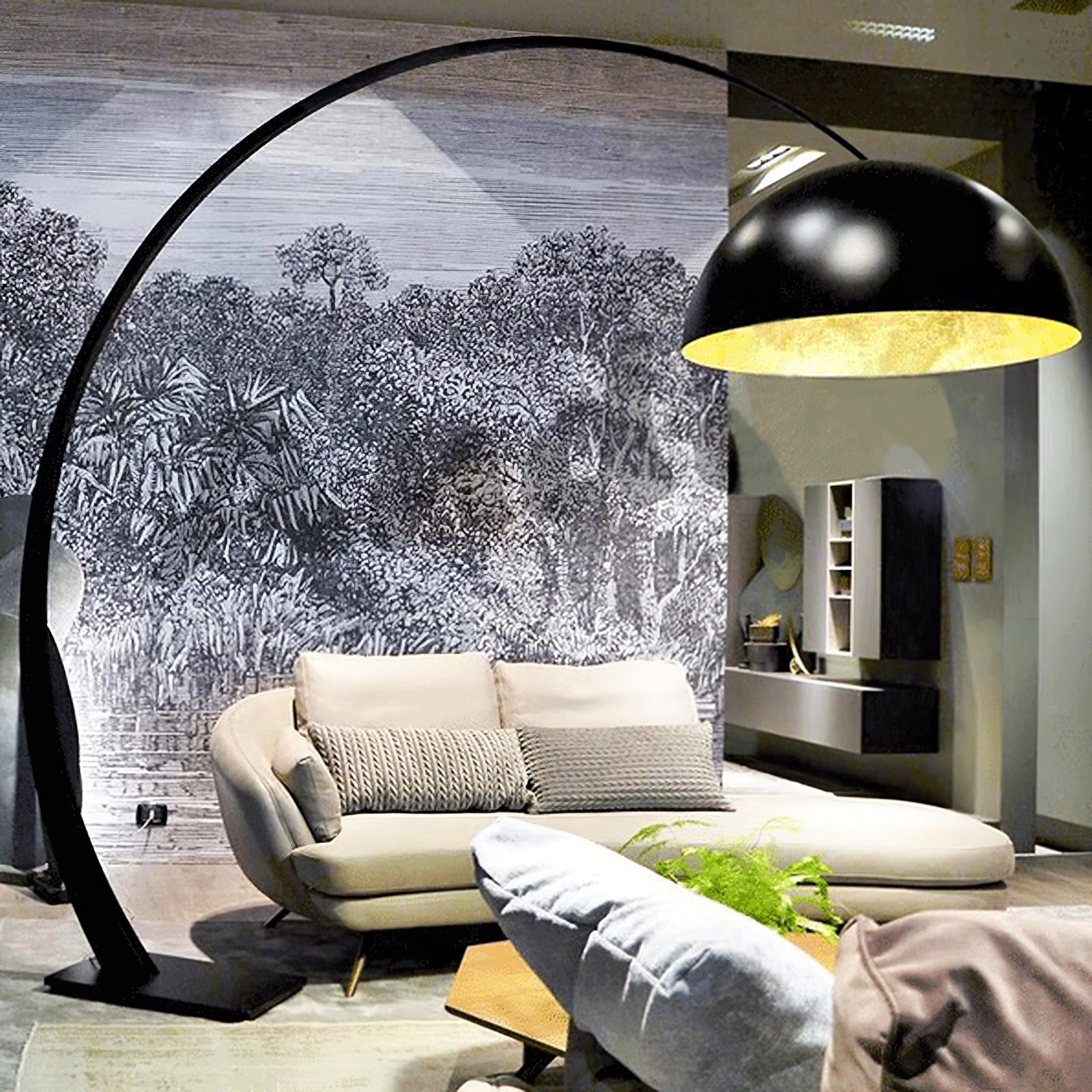 Cutalus Curved Black Arc Floor Lamp-Neutral Decor
