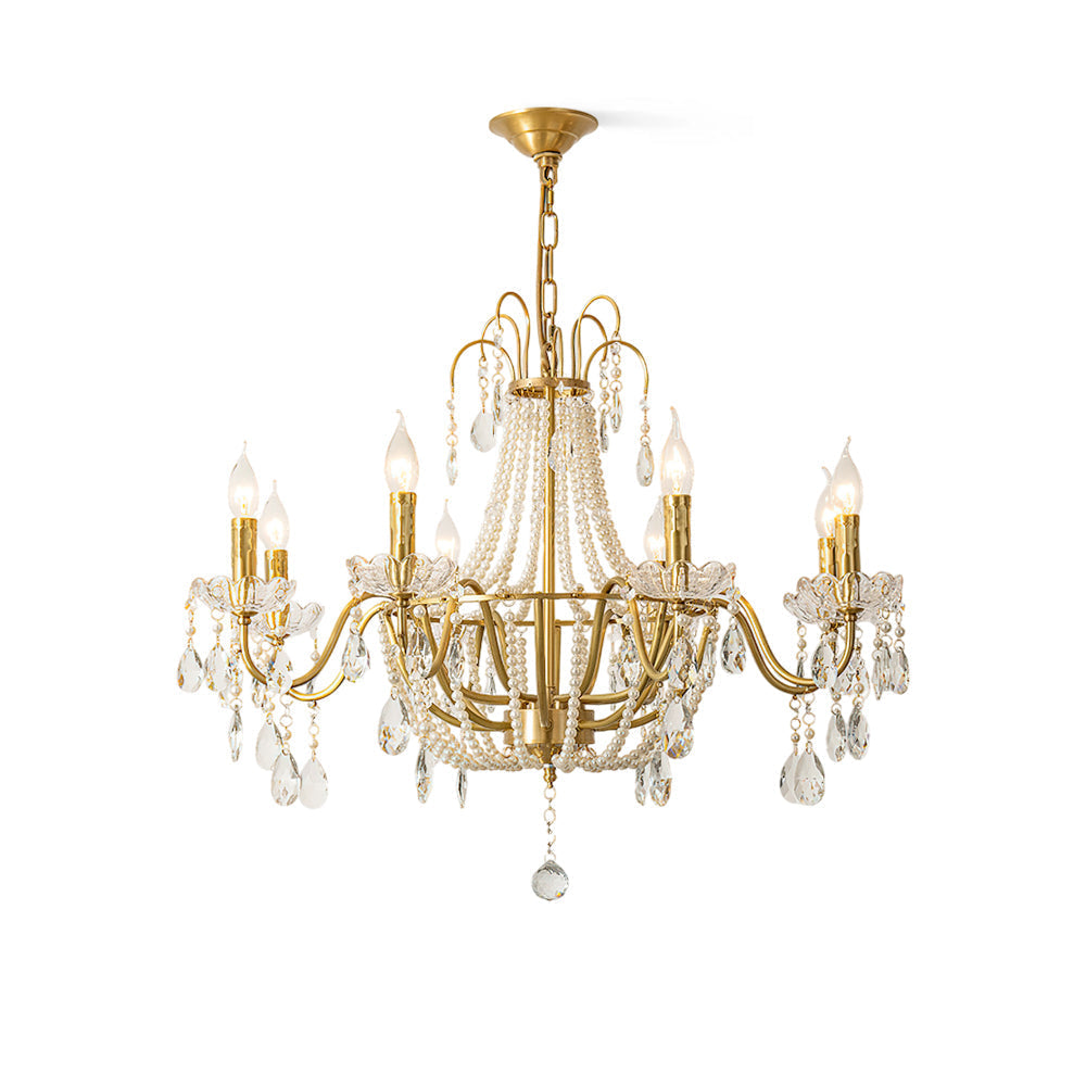 Arcadia Crystal Chandelier with gold finish and clear crystals.