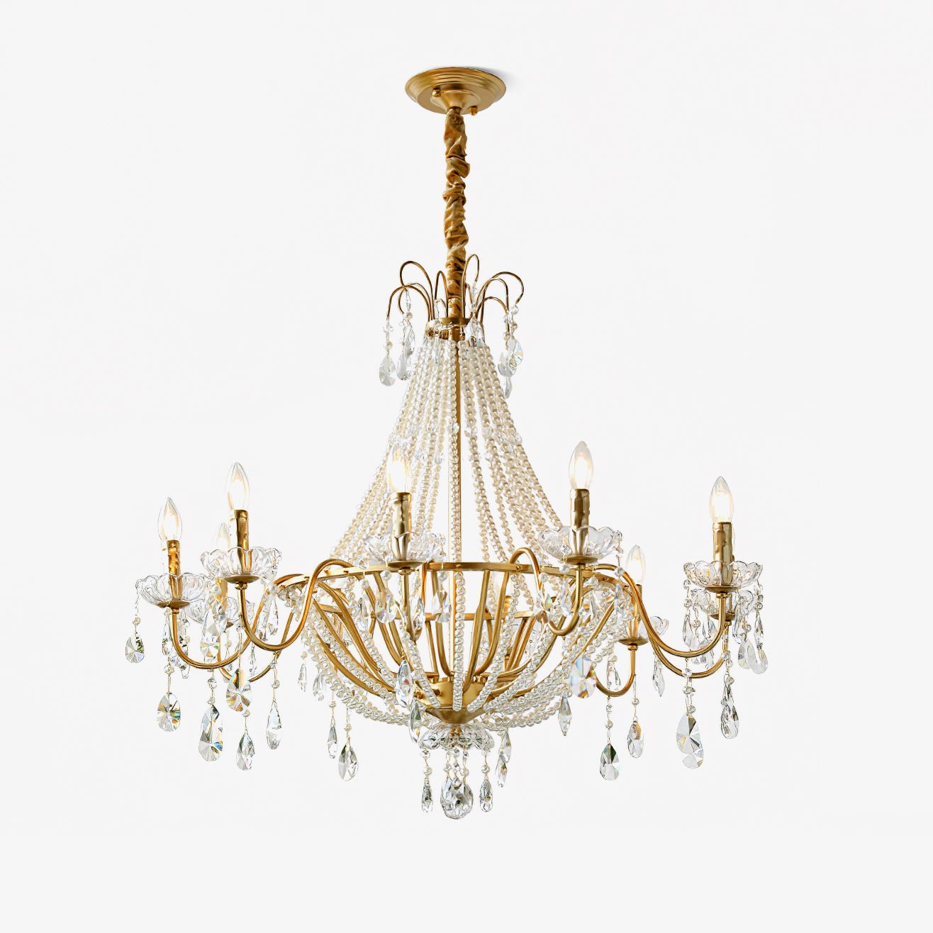 Eurvaros Vintage Crystal Brass Chandelier-Neutral Decor