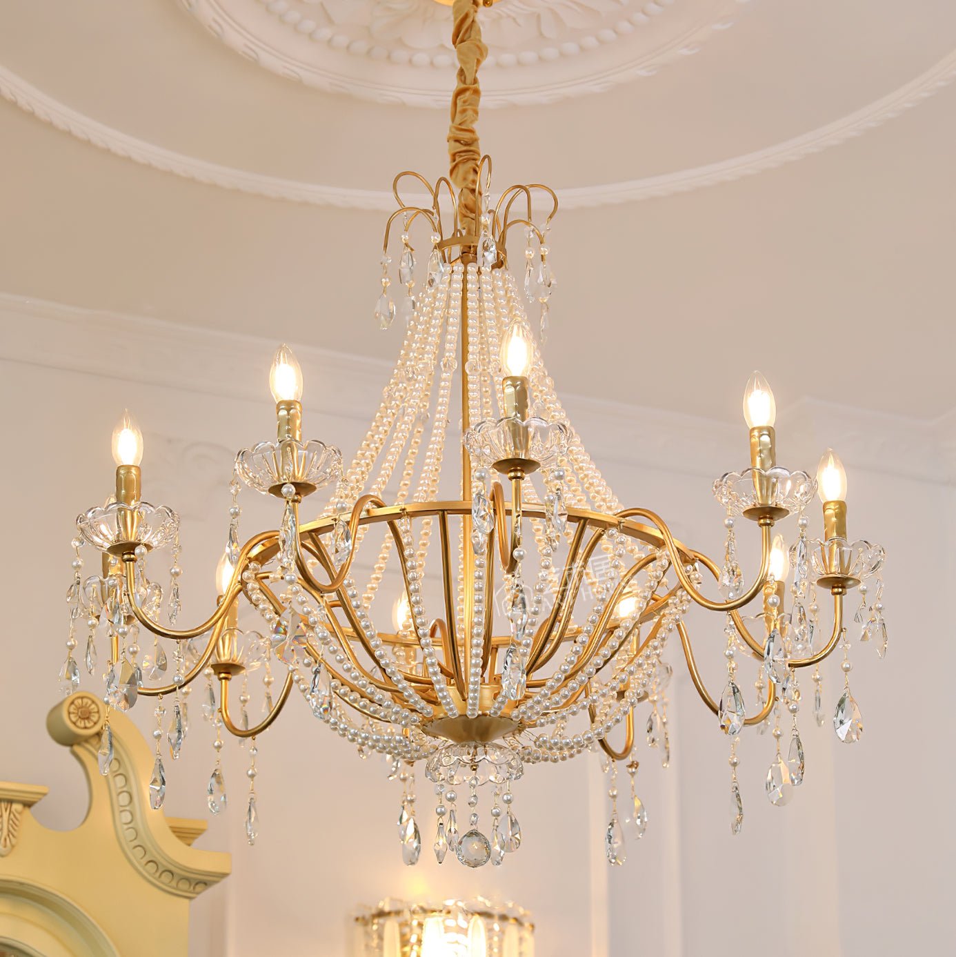 Eurvaros Vintage Crystal Brass Chandelier-Neutral Decor
