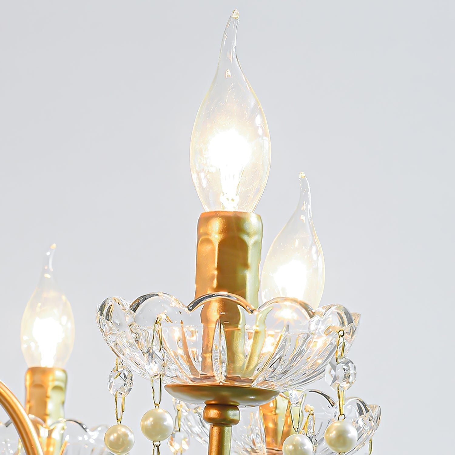 Eurvaros Vintage Crystal Brass Chandelier-Neutral Decor