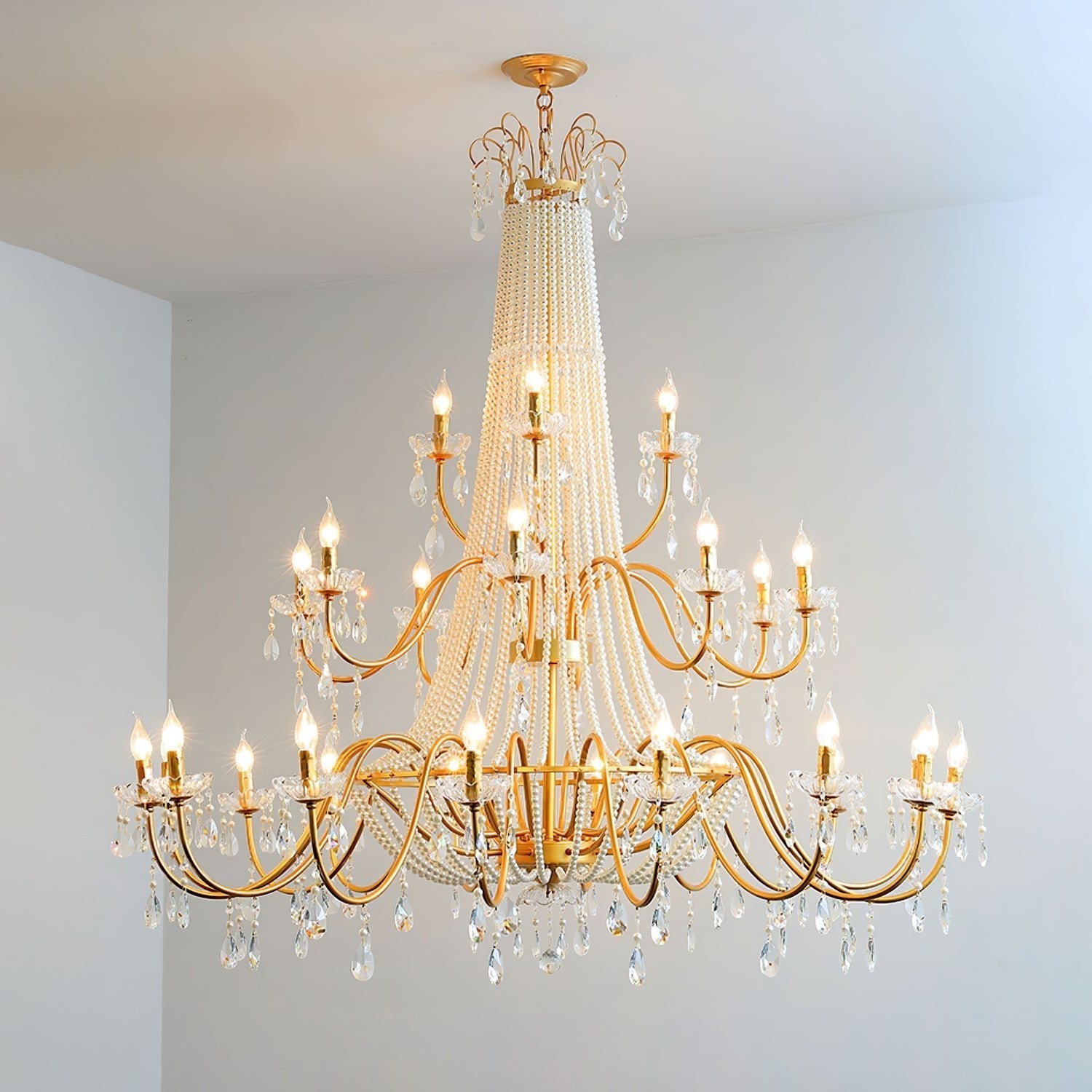 Eurvaros Vintage Crystal Brass Chandelier-Neutral Decor