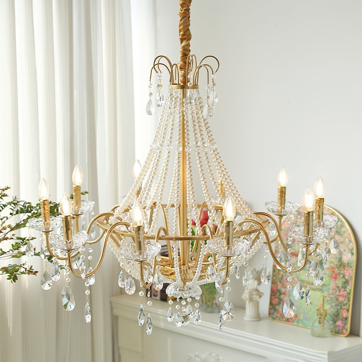 Eurvaros Vintage Crystal Brass Chandelier-Neutral Decor