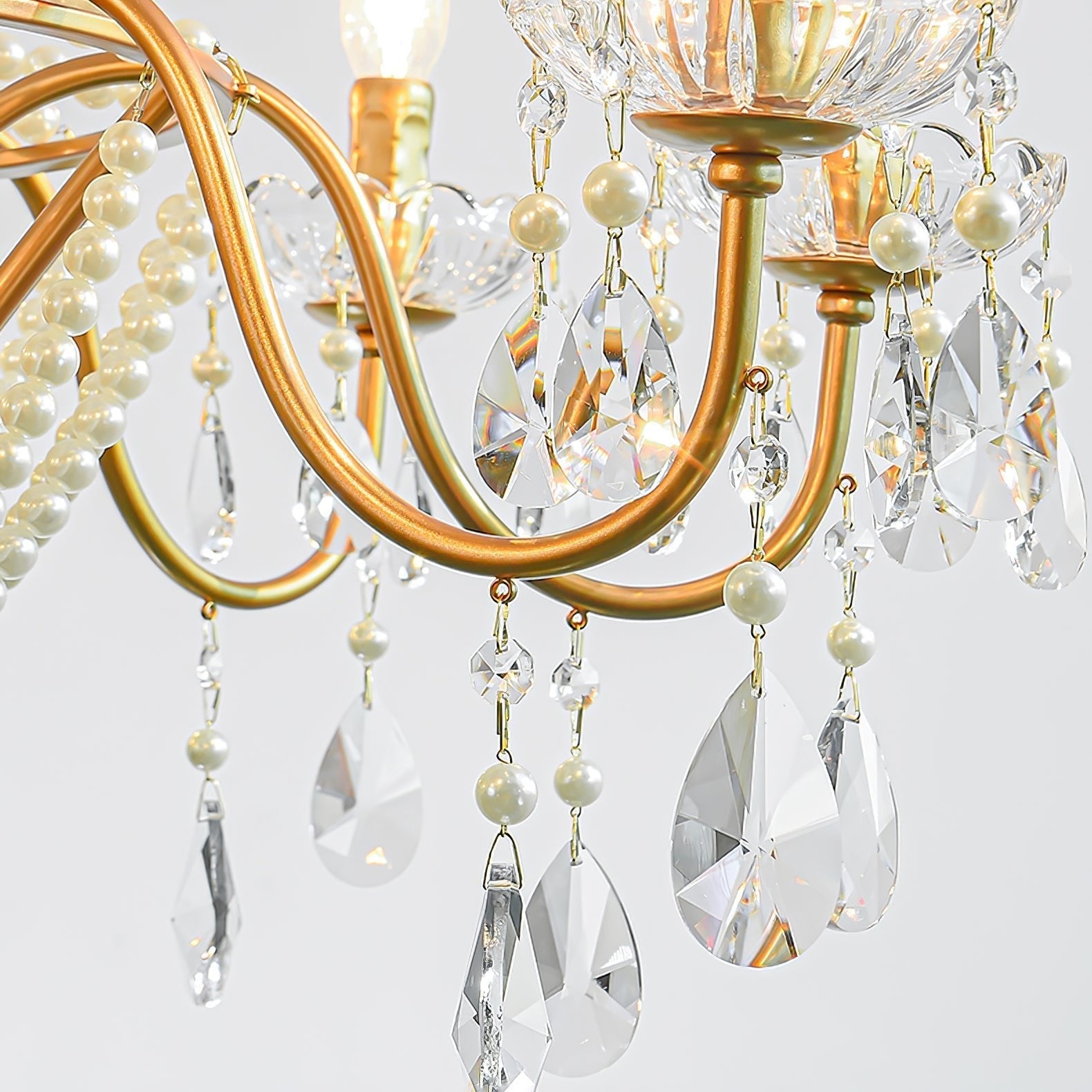 Eurvaros Vintage Crystal Brass Chandelier-Neutral Decor