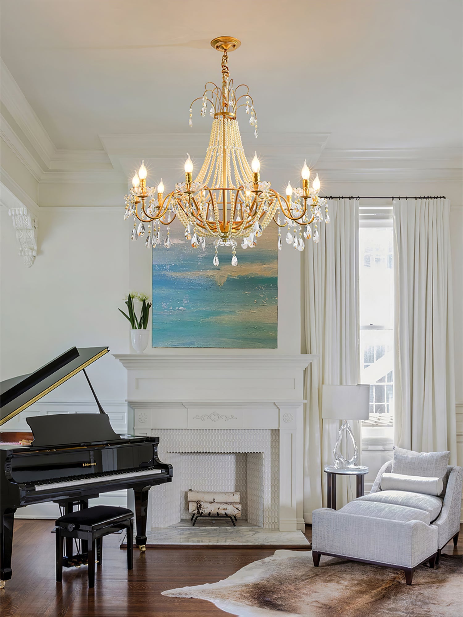 Eurvaros Vintage Crystal Brass Chandelier-Neutral Decor