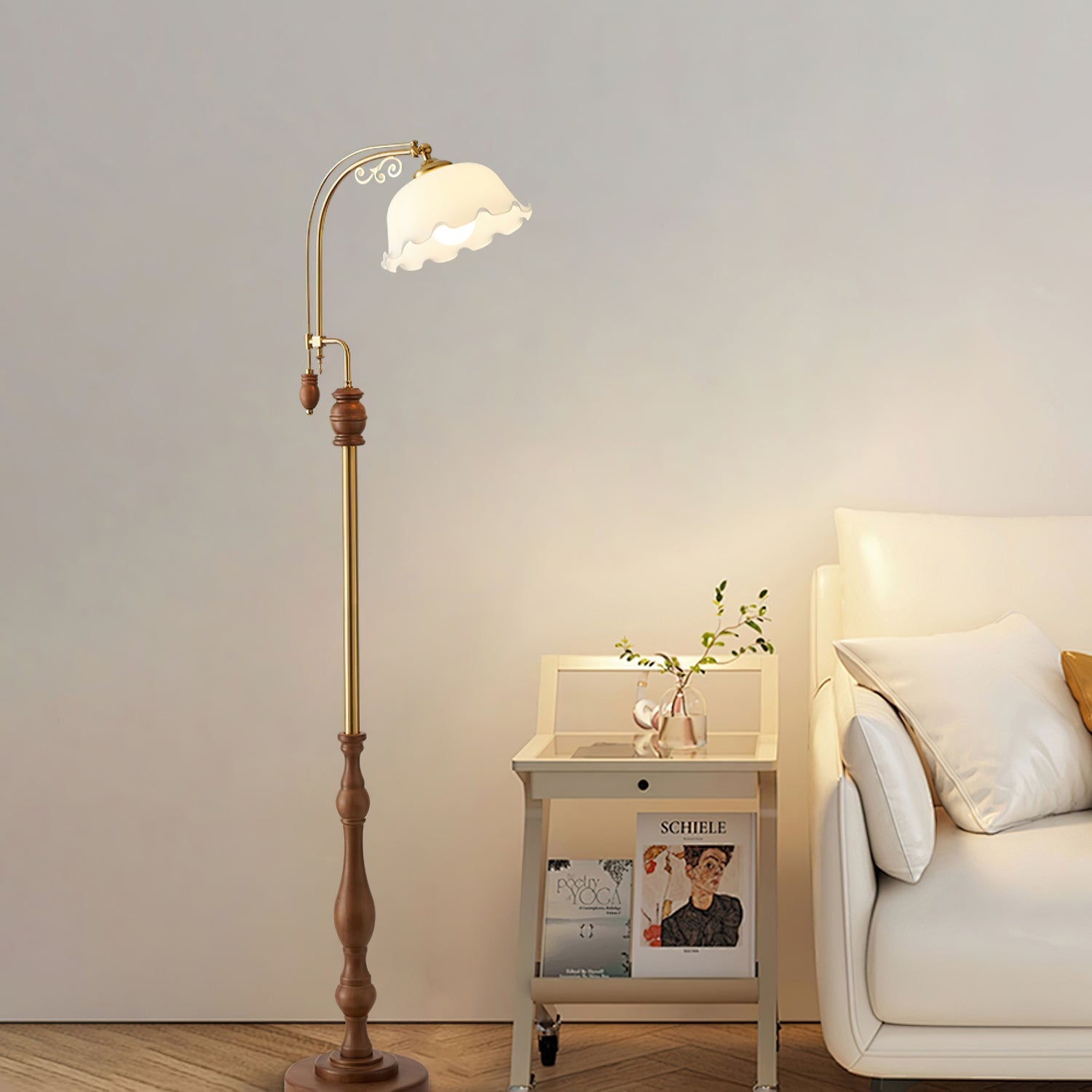 Darisel Wood Vintage Floor Lamp-Neutral Decor