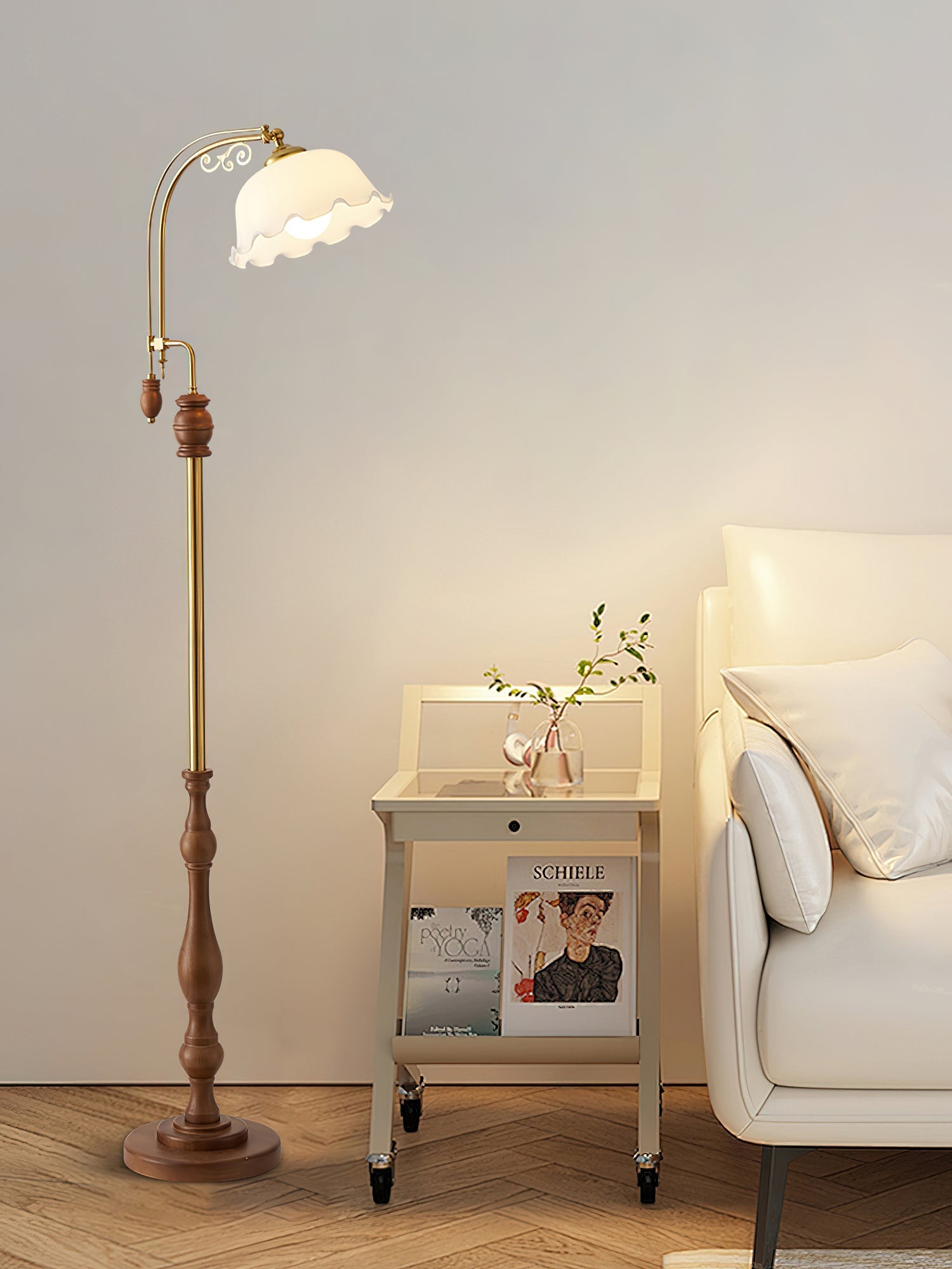 Darisel Wood Vintage Floor Lamp-Neutral Decor