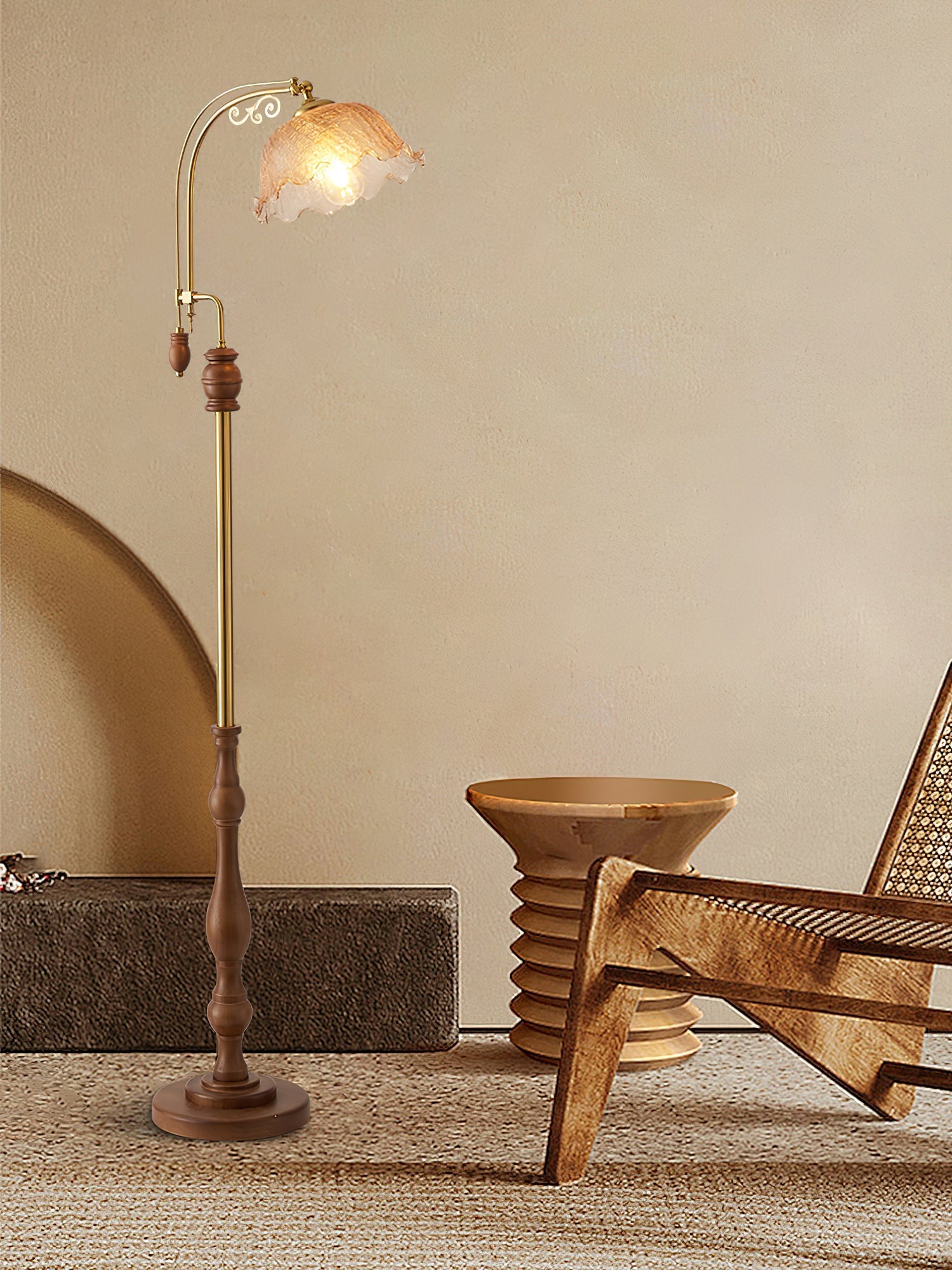 Darisel Wood Vintage Floor Lamp-Neutral Decor