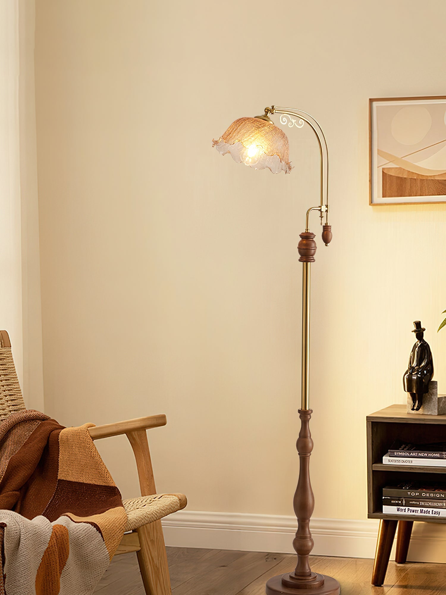 Darisel Wood Vintage Floor Lamp-Neutral Decor