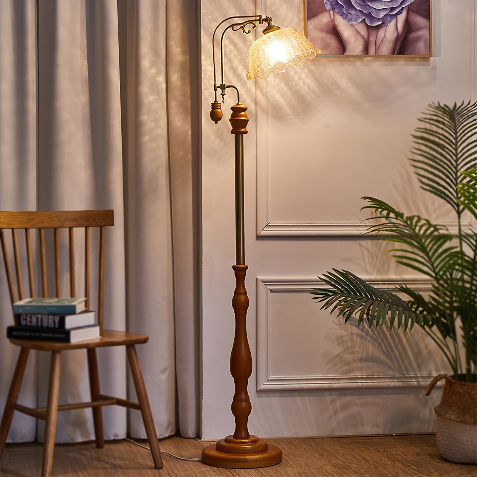 Darisel Wood Vintage Floor Lamp-Neutral Decor