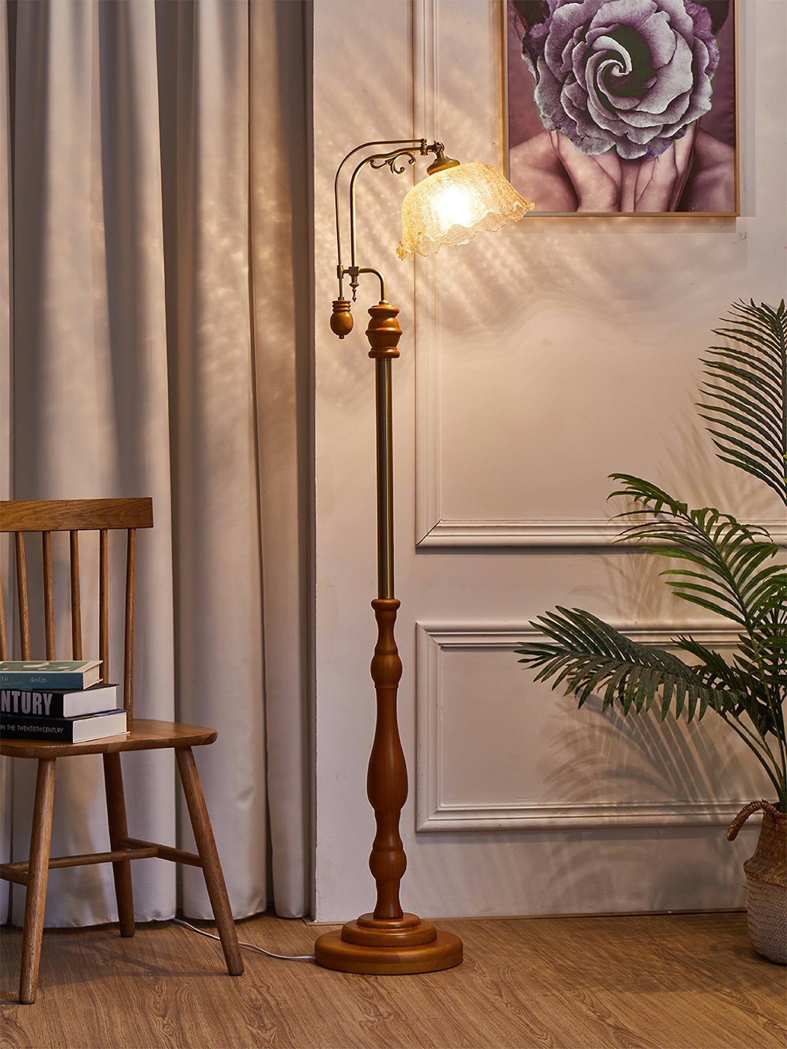 Darisel Wood Vintage Floor Lamp-Neutral Decor