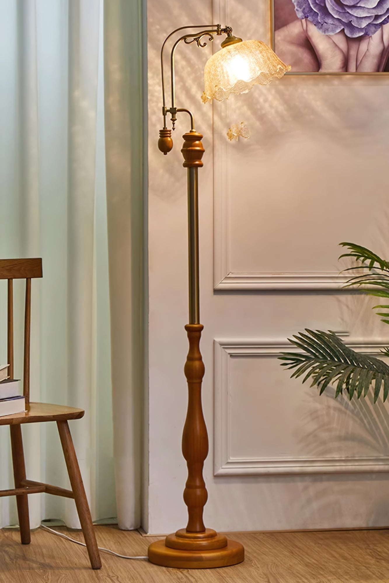 Darisel Wood Vintage Floor Lamp-Neutral Decor