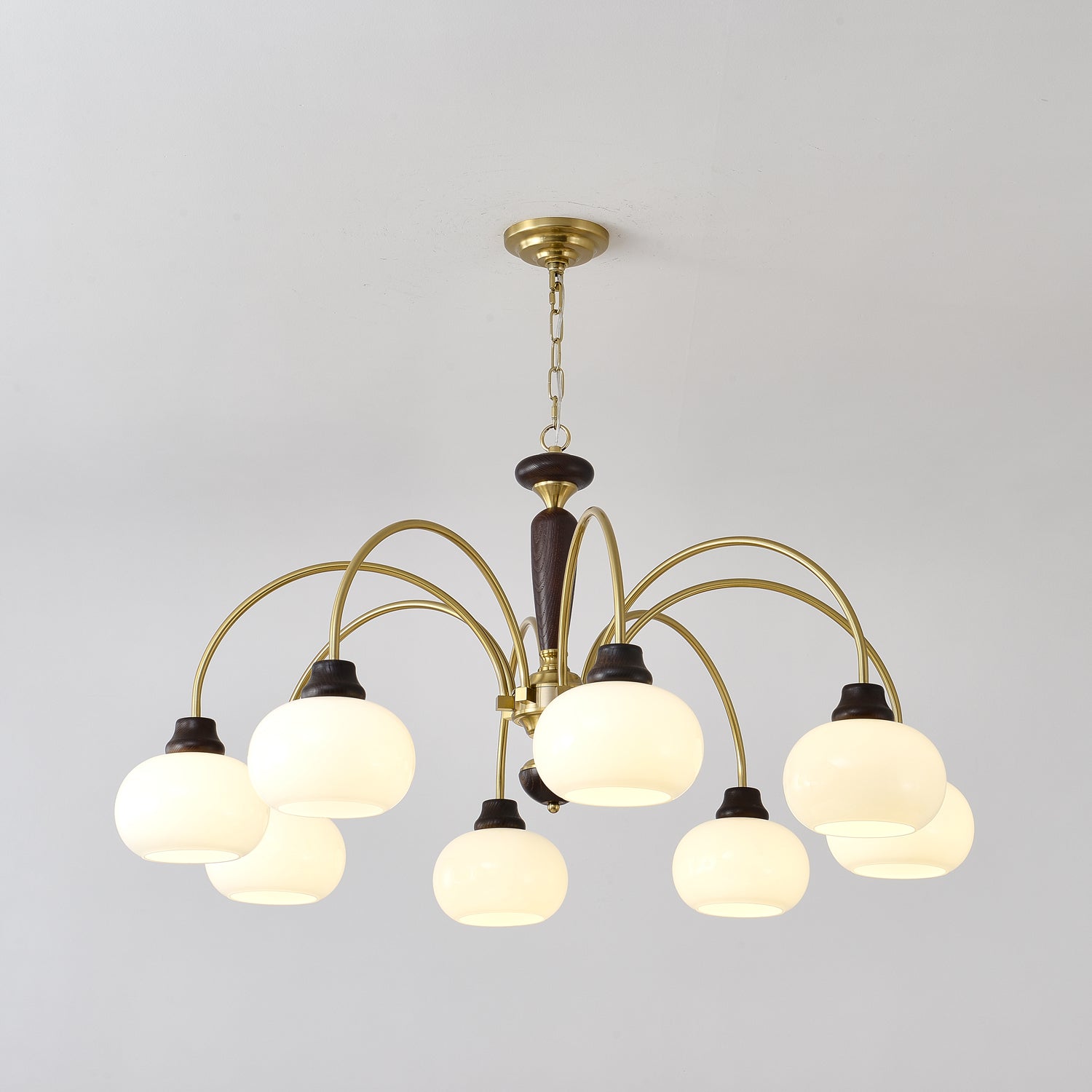 Aurora Chandelier Arched Globe White Shade-Neutral Decor