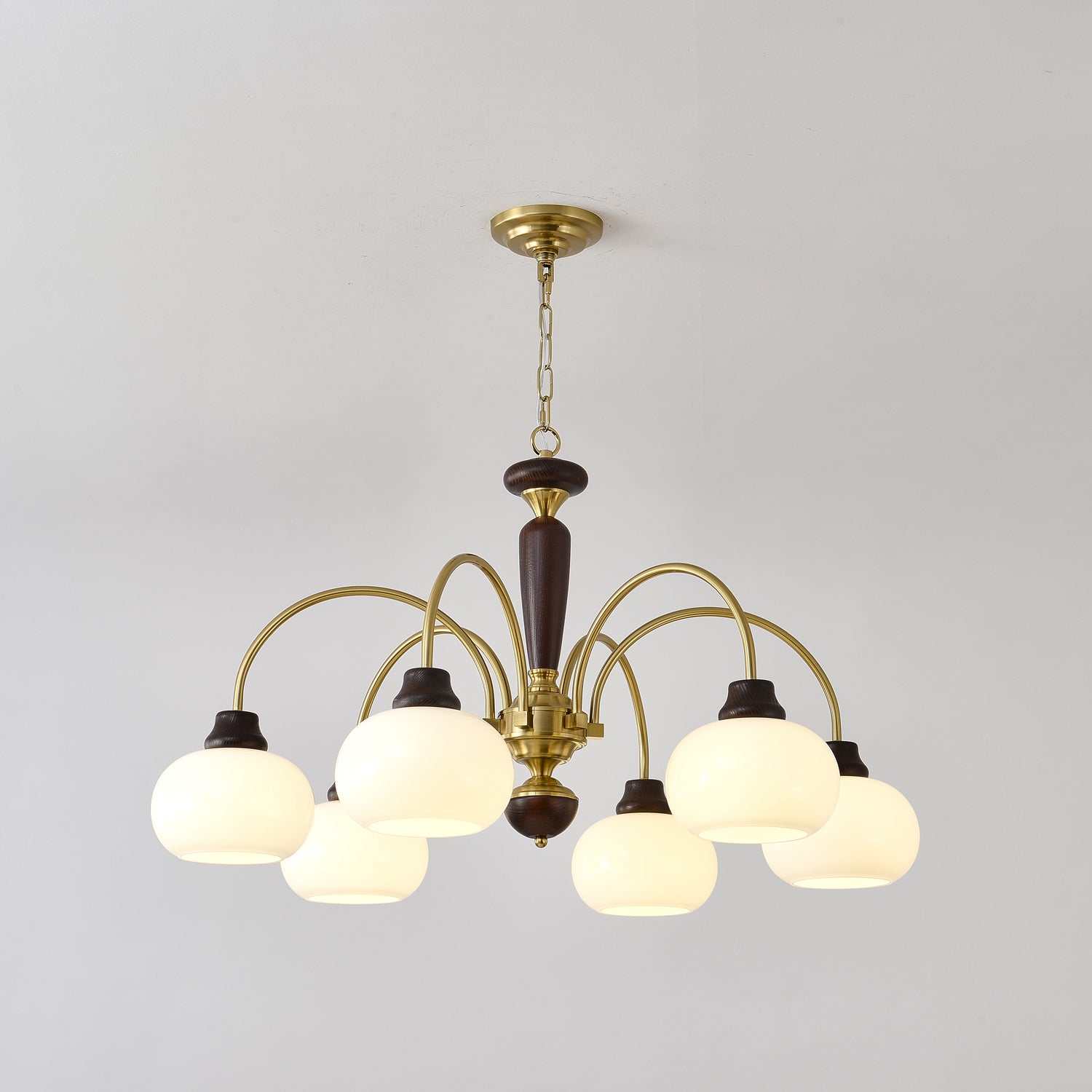 Aurora Chandelier Arched Globe White Shade-Neutral Decor