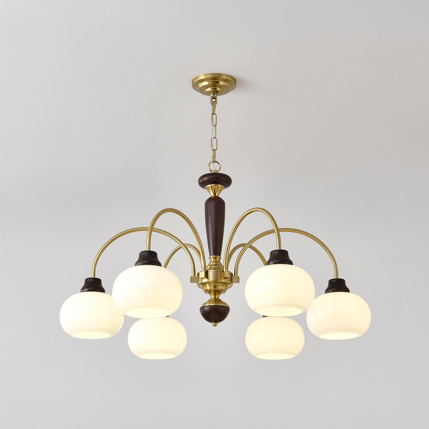 Aurora Chandelier Arched Globe White Shade-Neutral Decor