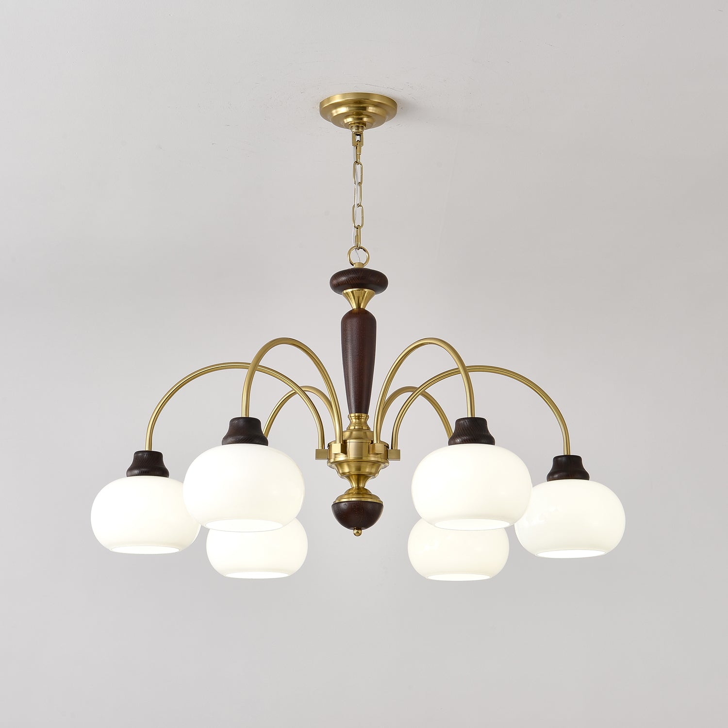 Aurora Chandelier Arched Globe White Shade-Neutral Decor