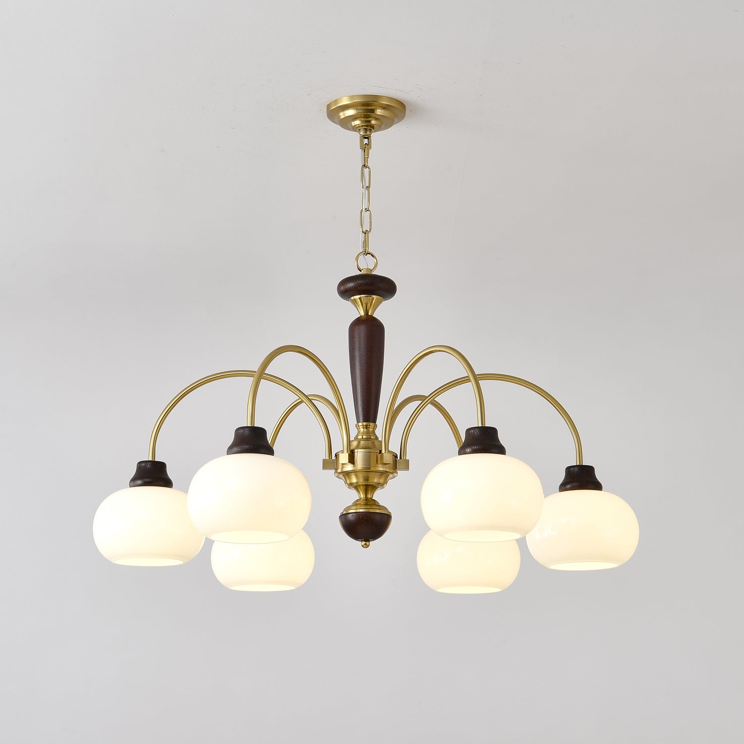 Aurora Chandelier Arched Globe White Shade-Neutral Decor