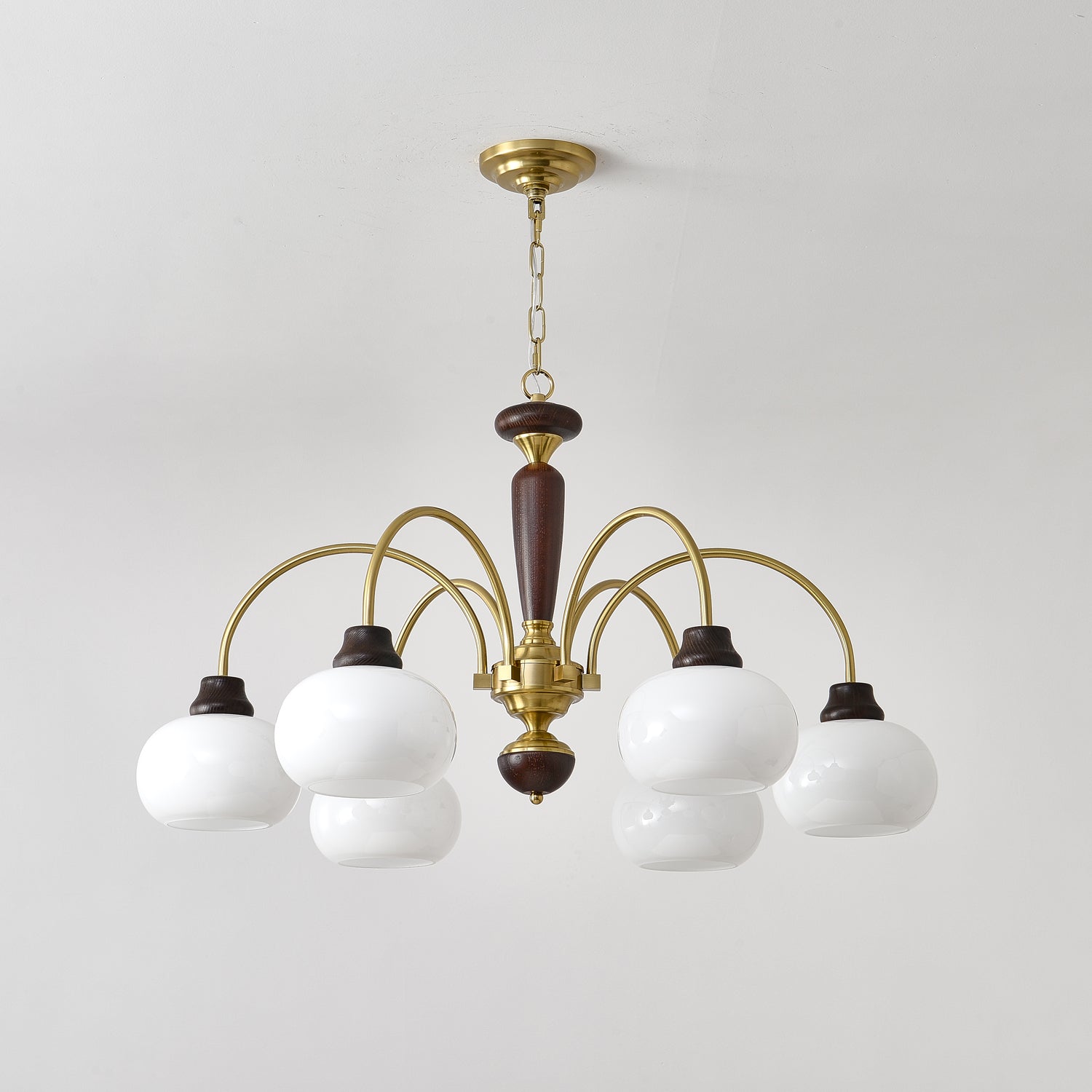 Aurora Chandelier Arched Globe White Shade-Neutral Decor
