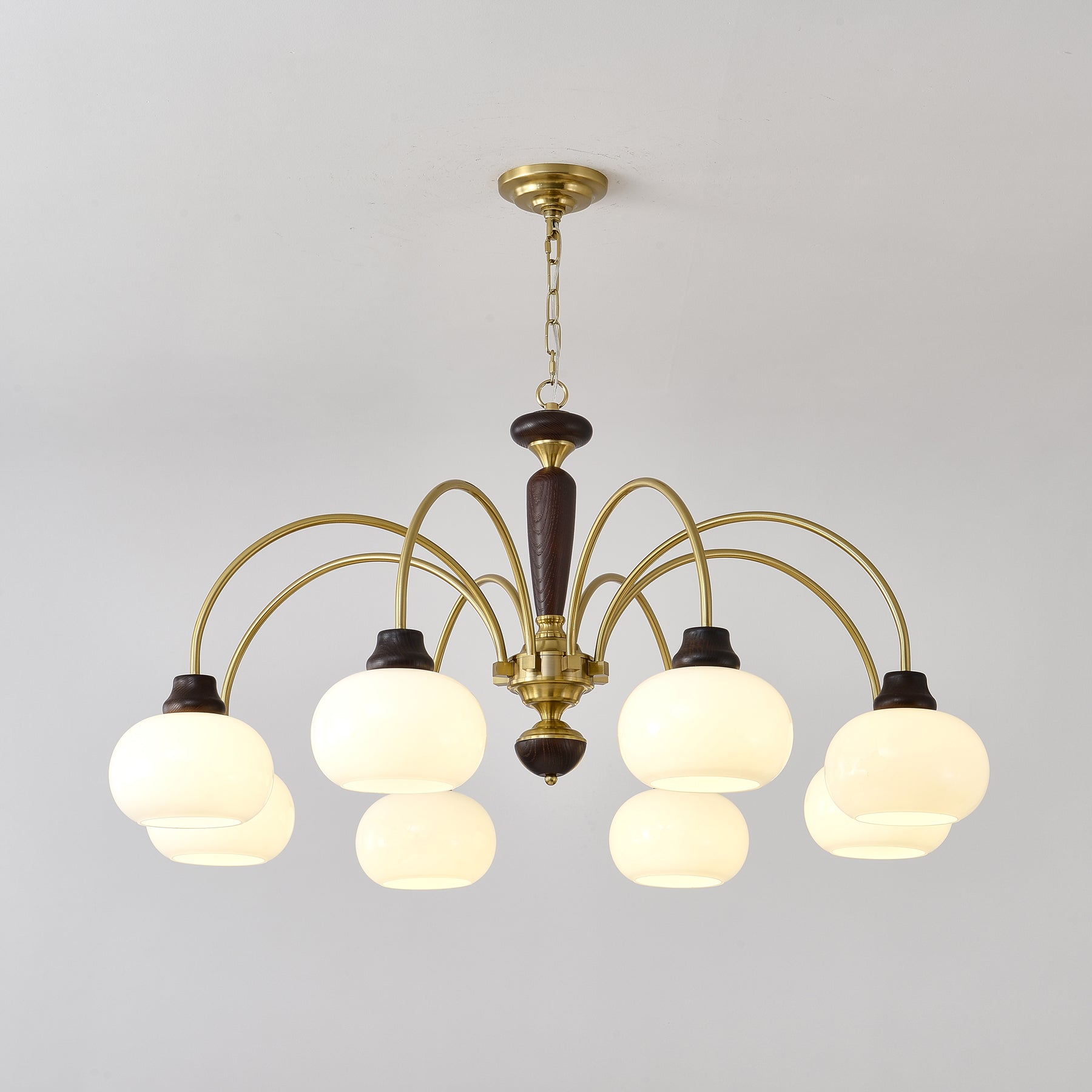 Aurora Chandelier Arched Globe White Shade-Neutral Decor
