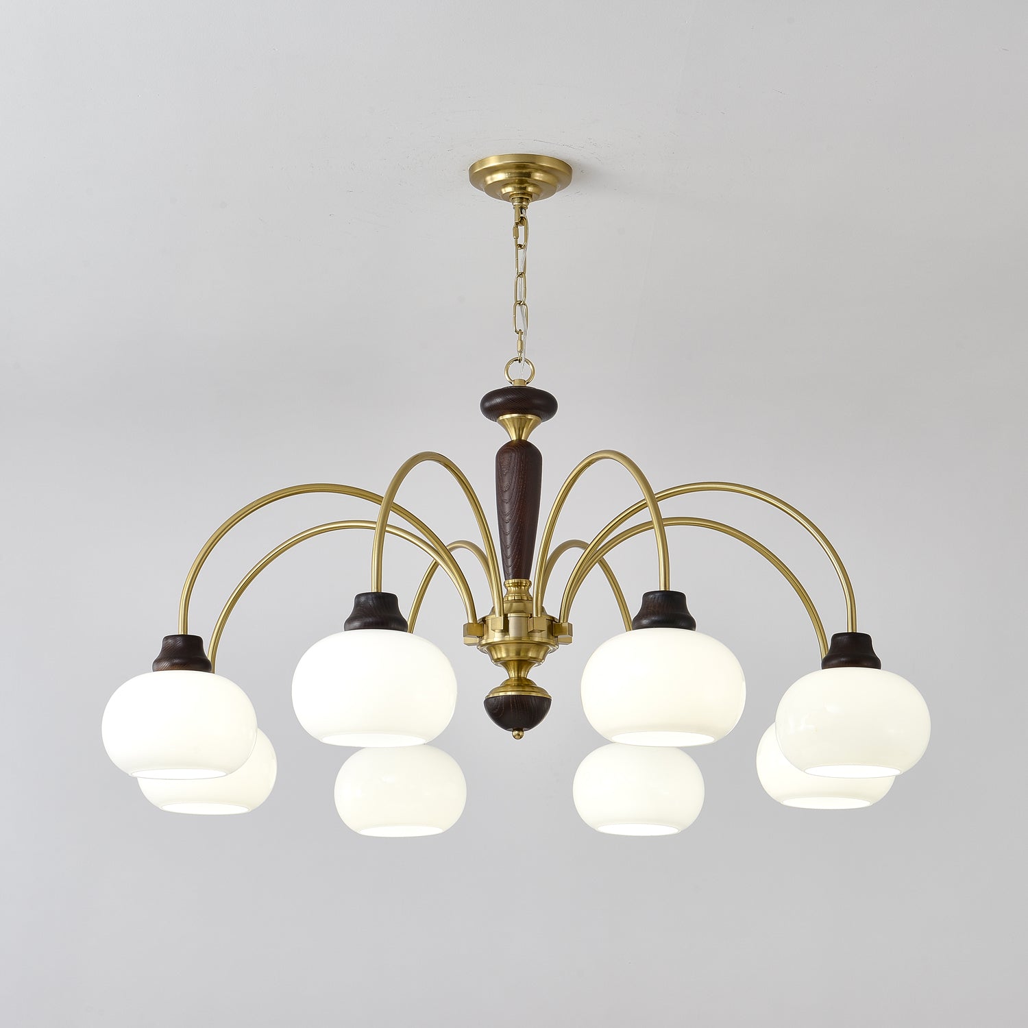 Aurora Chandelier Arched Globe White Shade-Neutral Decor
