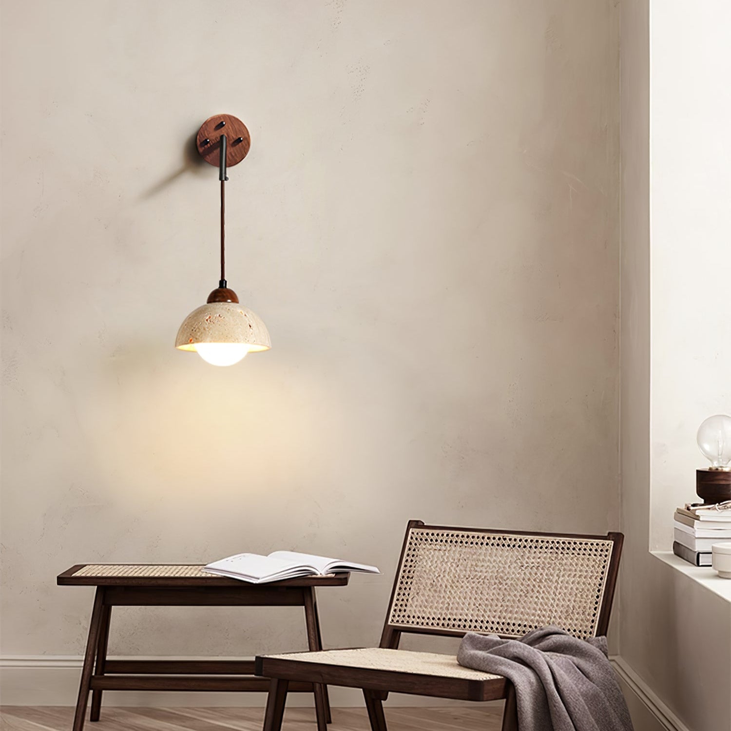 Alcarion Travertine Wall Light-Neutral Decor