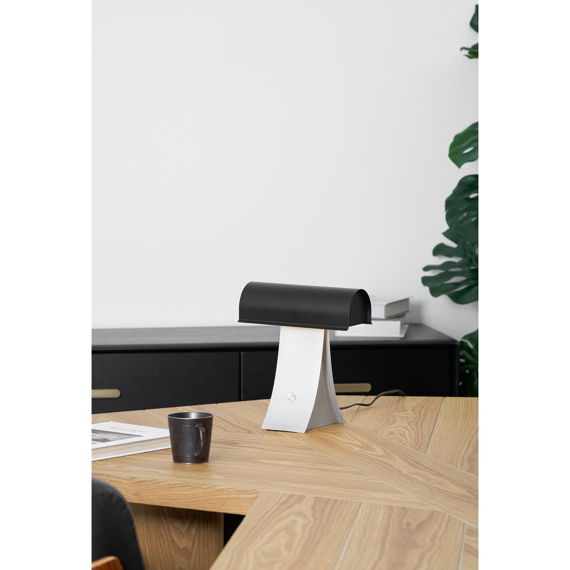 Archive Table Lamp in White & Green, front view.