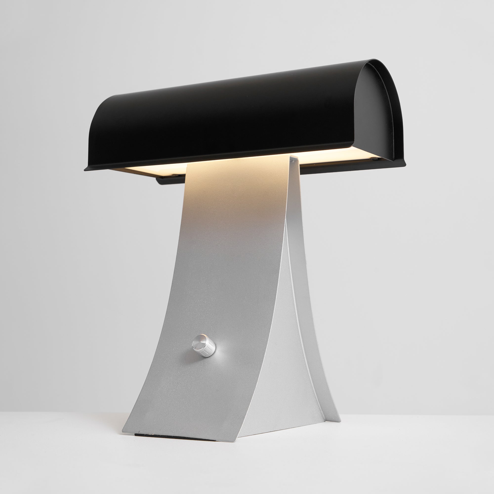 Angled view of the White & Green Archive Table Lamp.