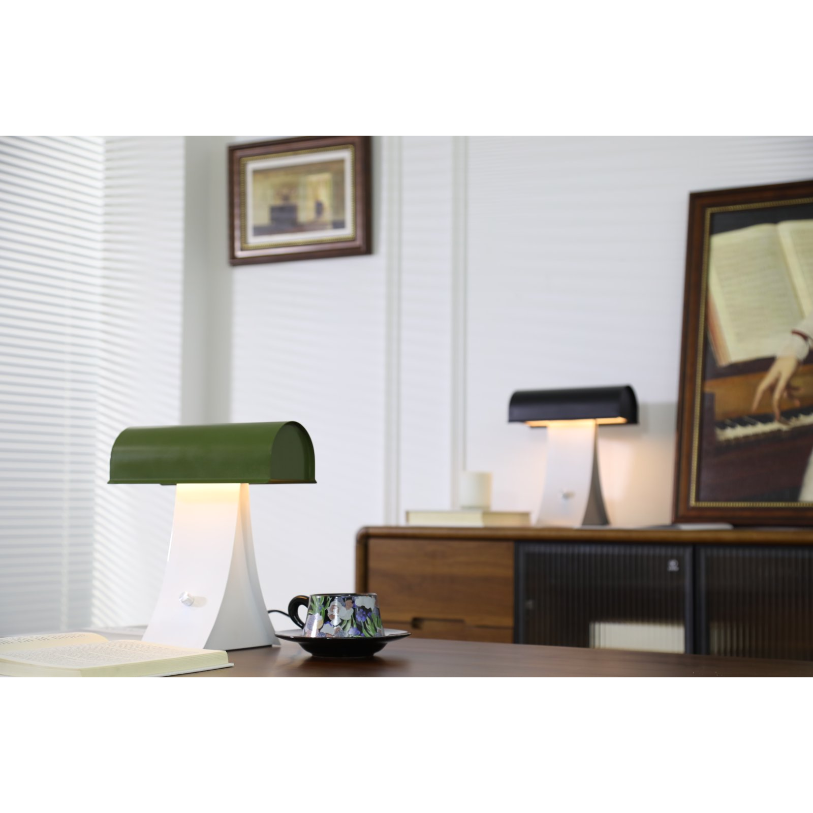 Detail shot of the lamp's bold silhouette and base.
