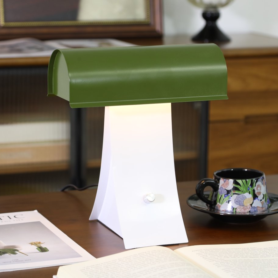 The Archive Table Lamp shown in the White & Green finish.