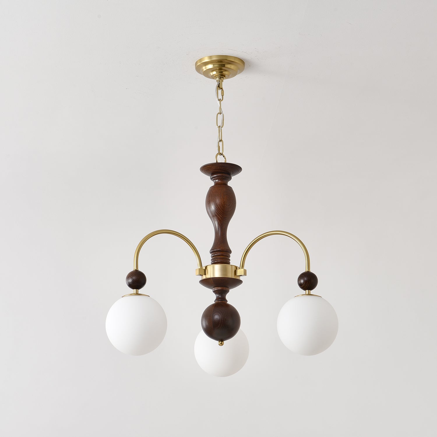 Sixor Pendant Lamp Walnut Brass Globe Vintage-Neutral Decor
