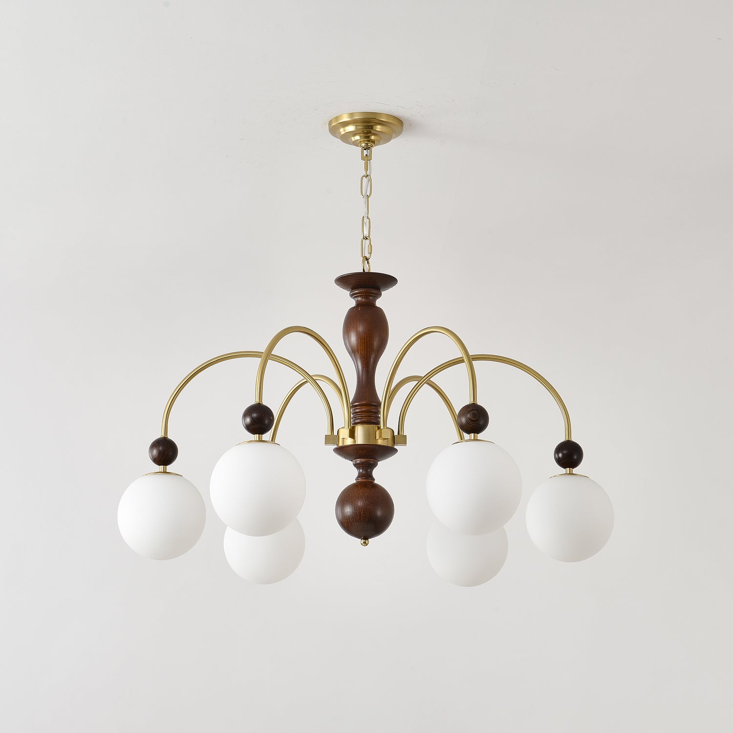 Sixor Pendant Lamp Walnut Brass Globe Vintage-Neutral Decor
