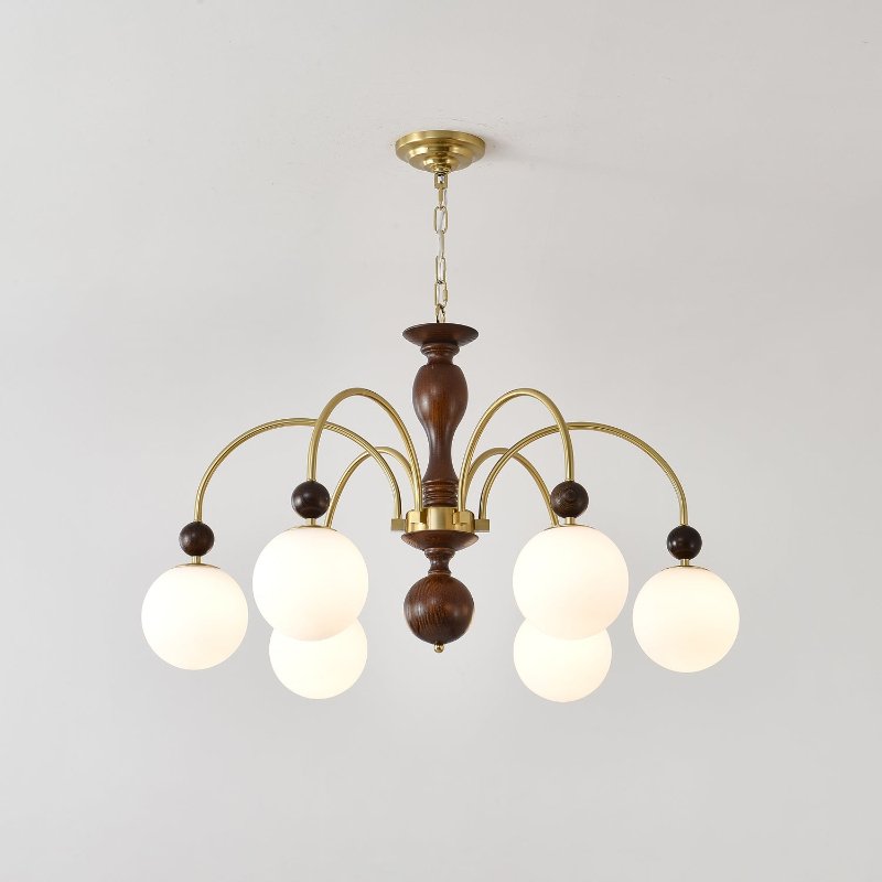 Sixor Pendant Lamp Walnut Brass Globe Vintage-Neutral Decor