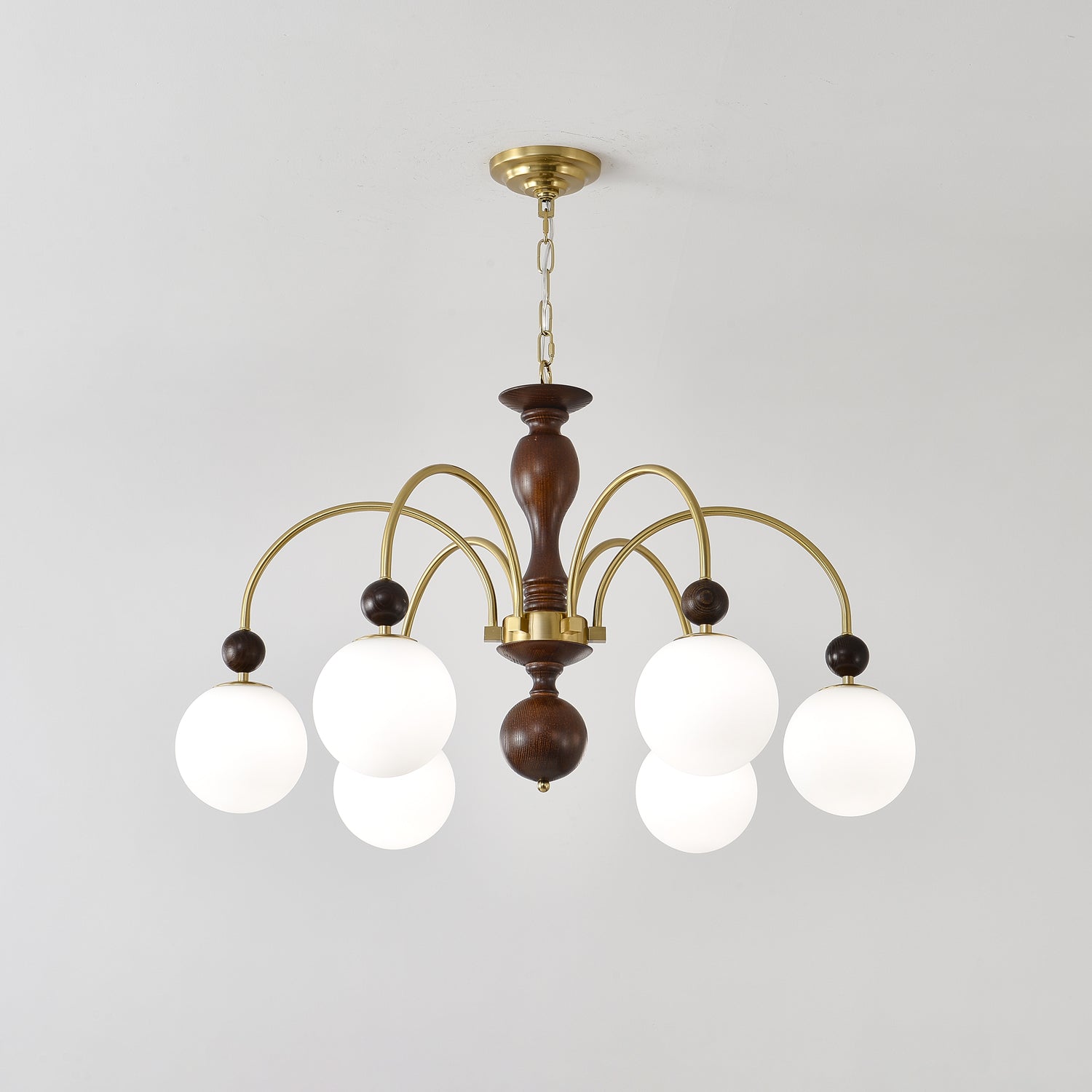 Sixor Pendant Lamp Walnut Brass Globe Vintage-Neutral Decor