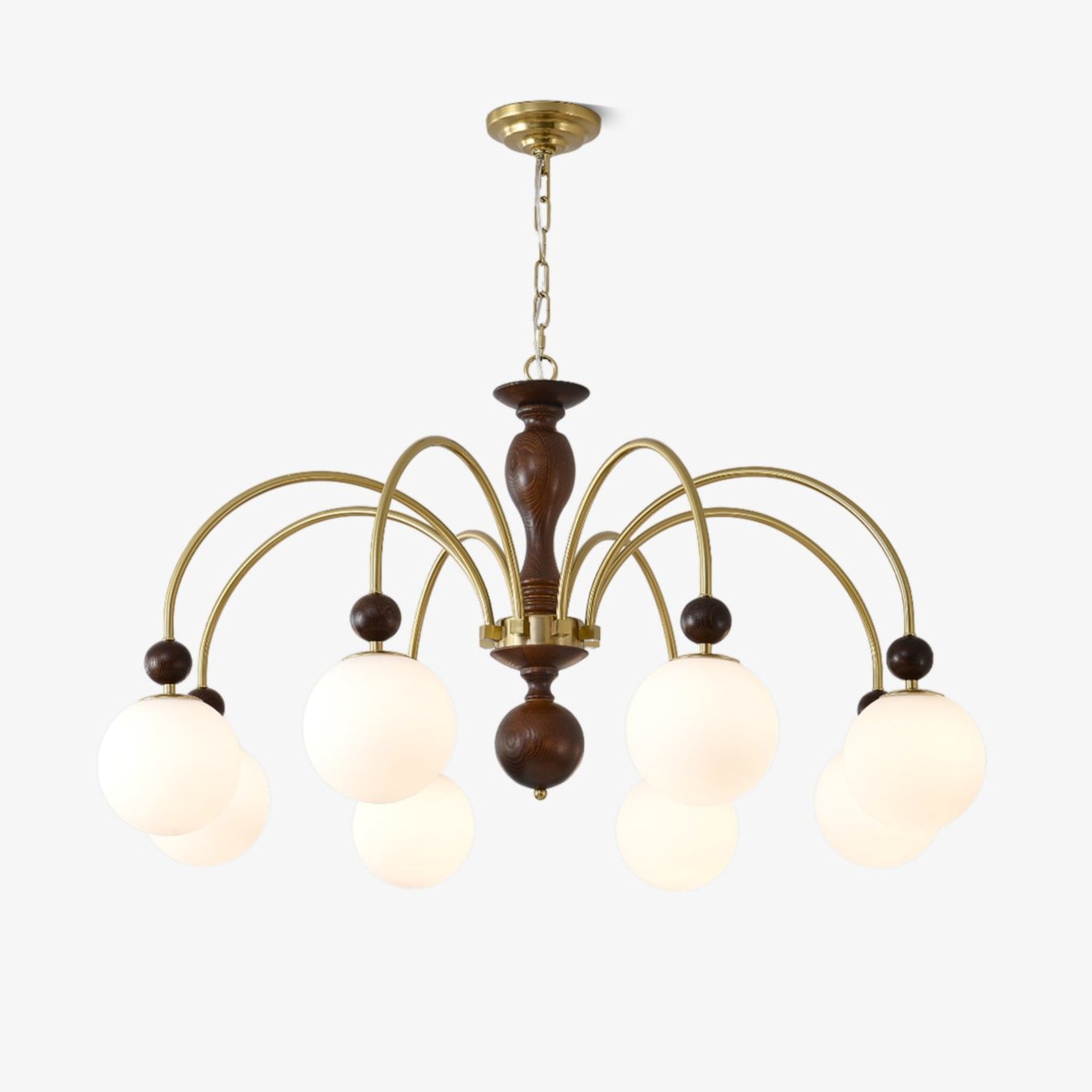 Sixor Pendant Lamp Walnut Brass Globe Vintage-Neutral Decor