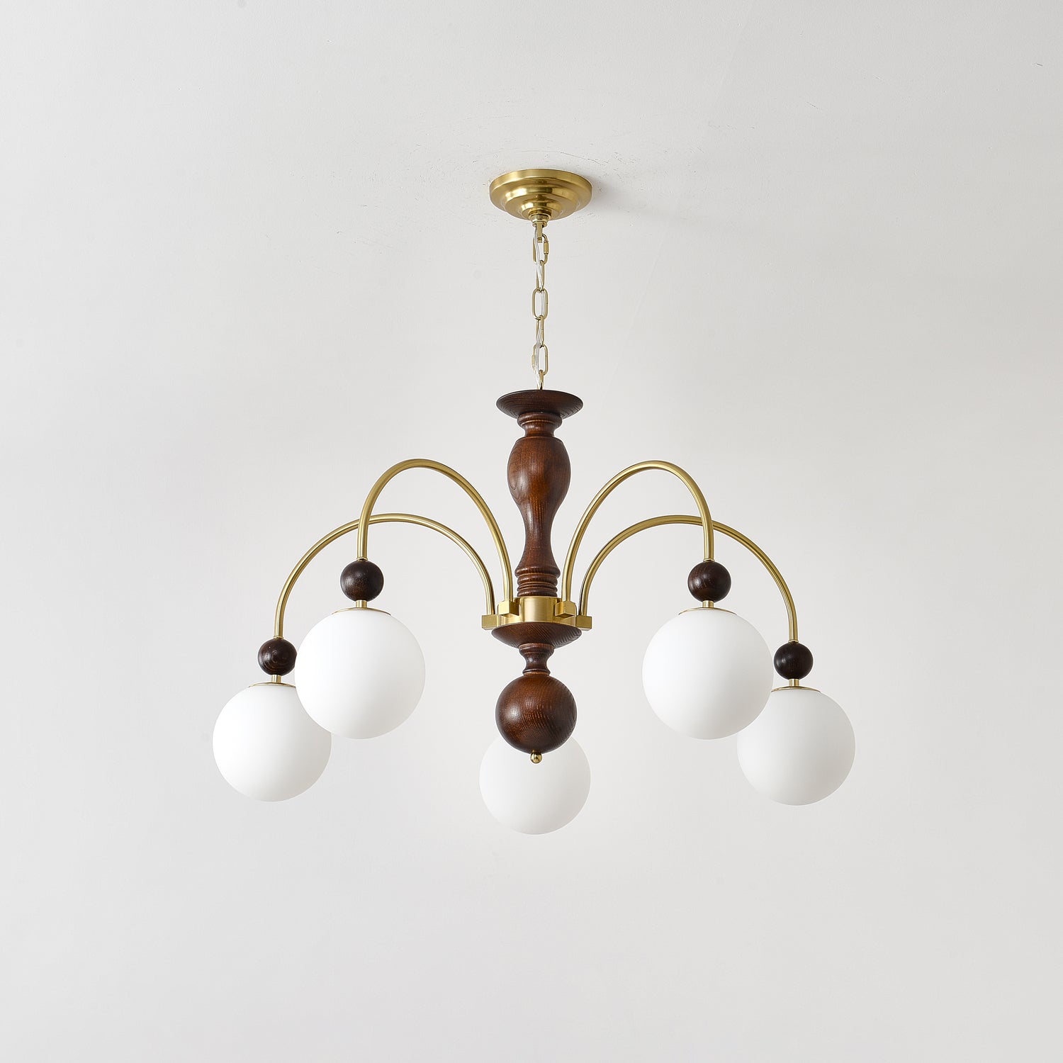 Sixor Pendant Lamp Walnut Brass Globe Vintage-Neutral Decor