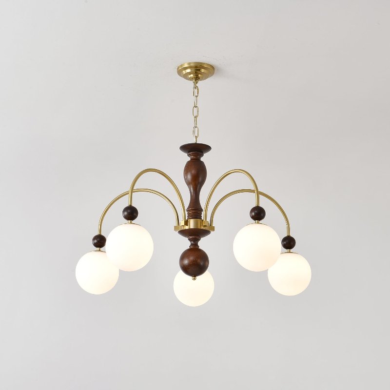 Sixor Pendant Lamp Walnut Brass Globe Vintage-Neutral Decor