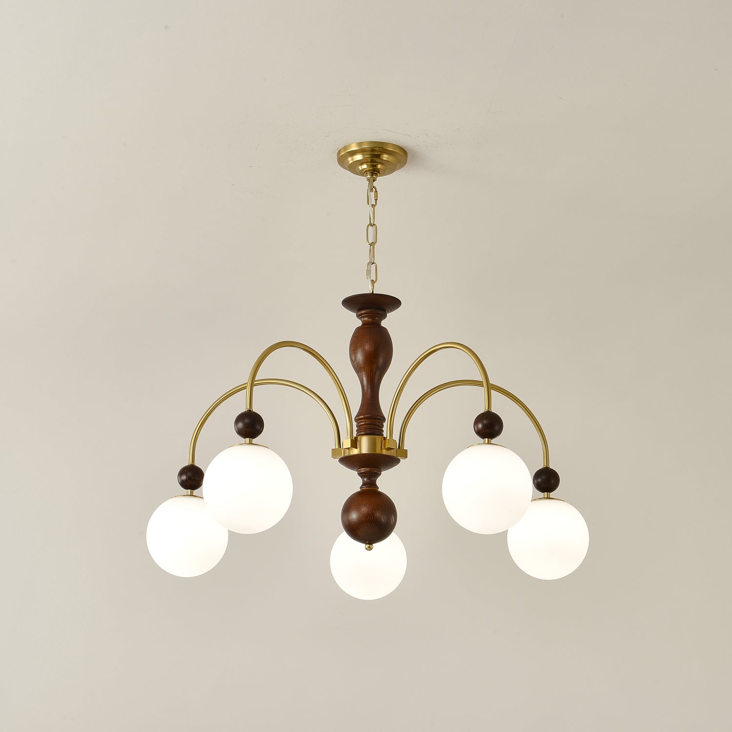 Sixor Pendant Lamp Walnut Brass Globe Vintage-Neutral Decor