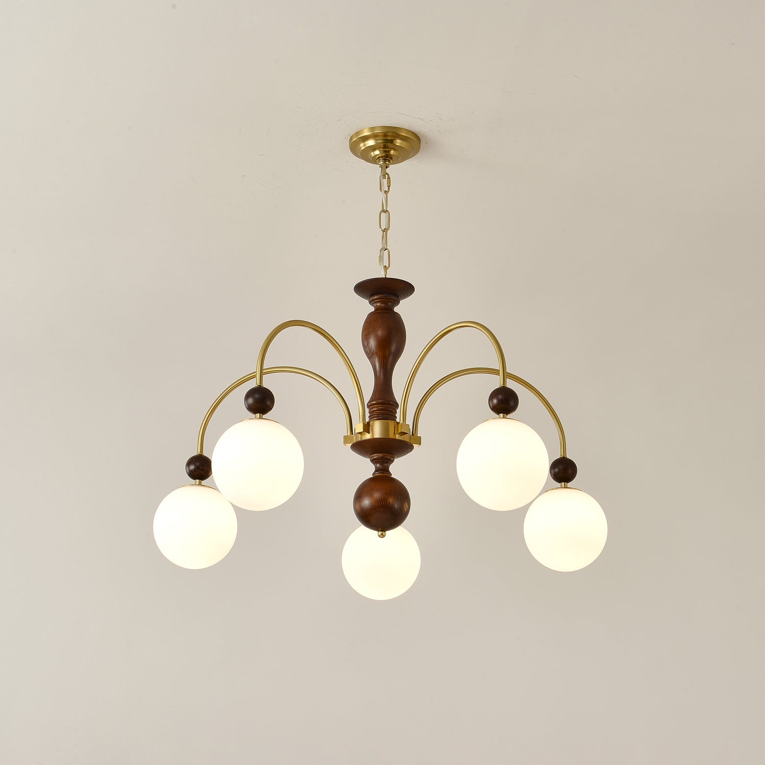 Sixor Pendant Lamp Walnut Brass Globe Vintage-Neutral Decor